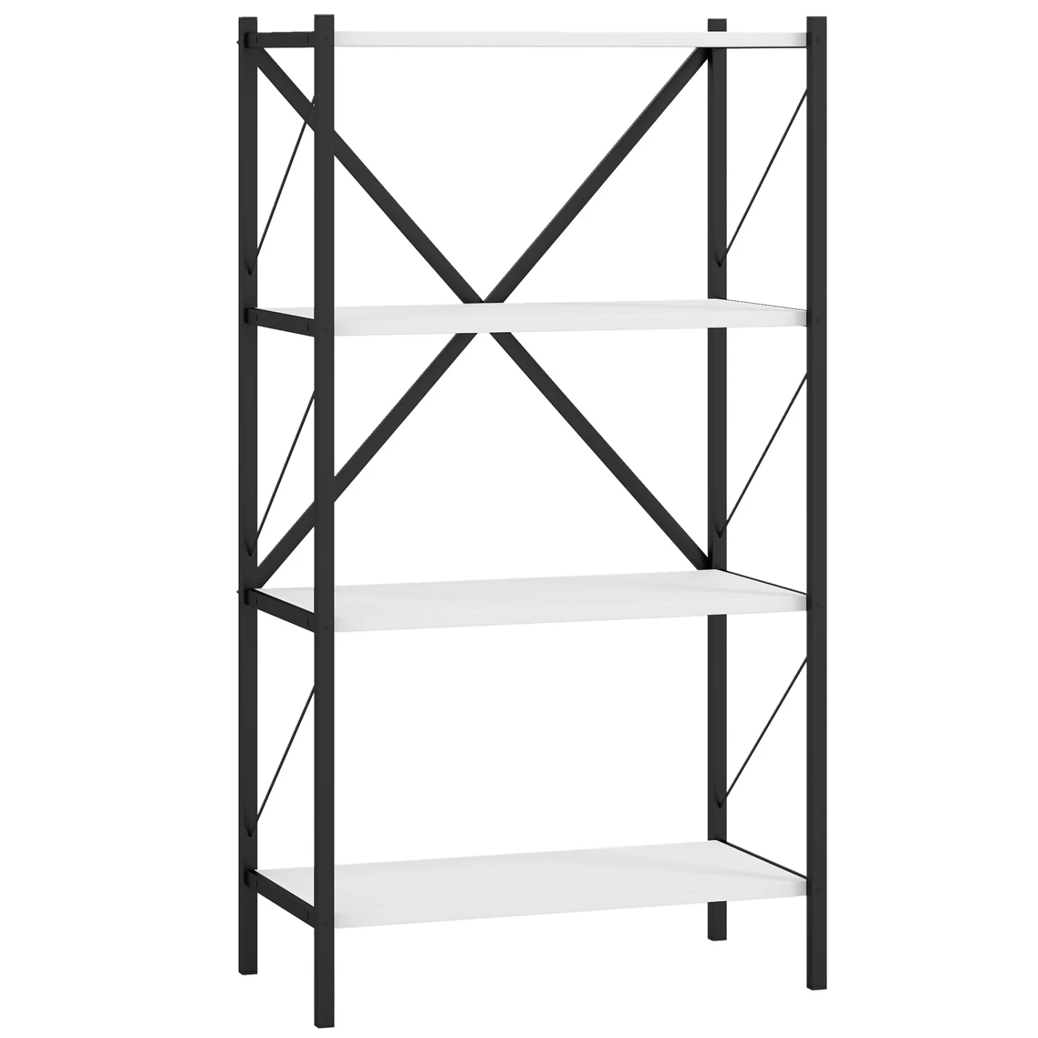 4-Tier Bookshelf with Heavy-Duty Metal Frame, White - Image 4