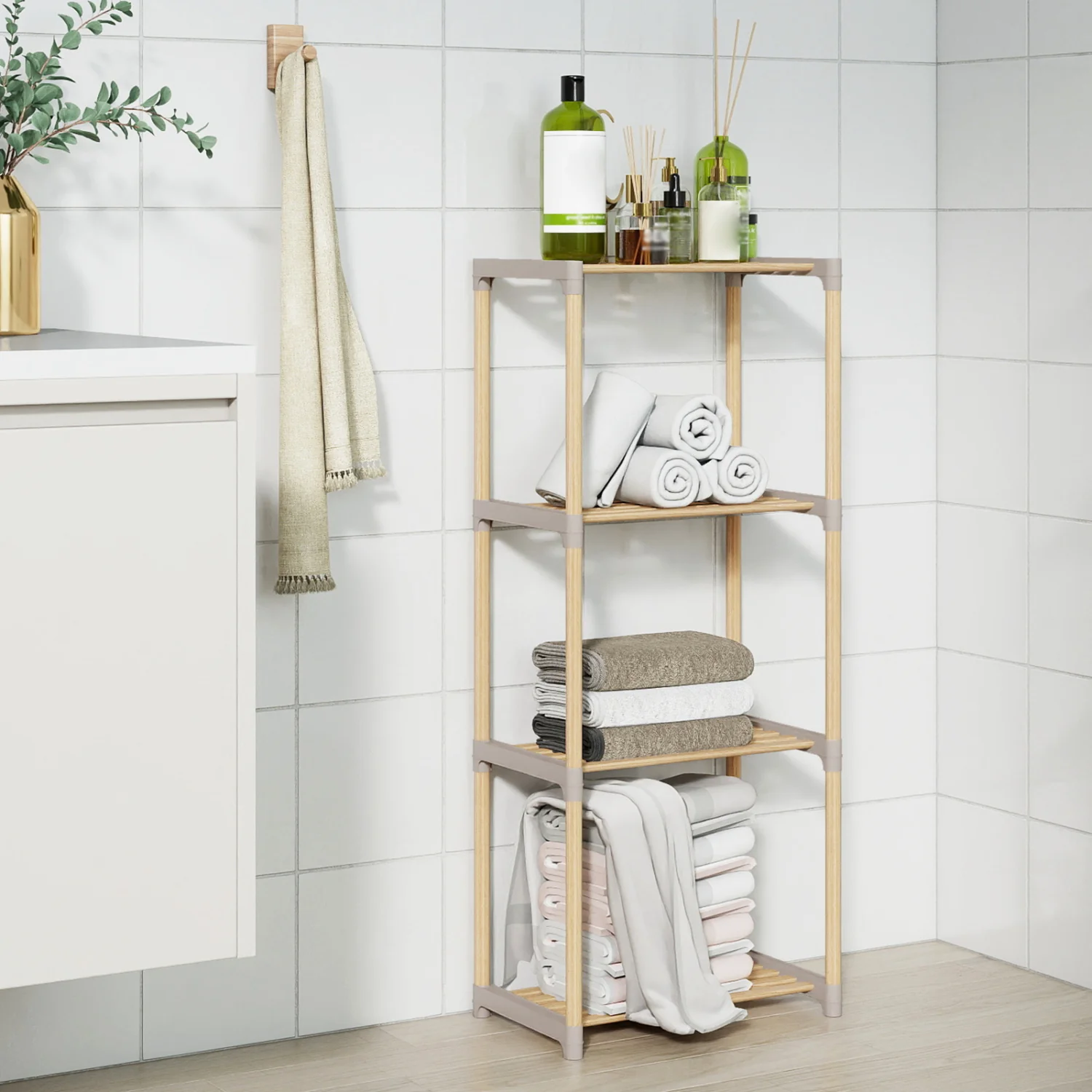 4-Tier Bookshelf With Open Shelves, Home Office Bathroom - Image 3