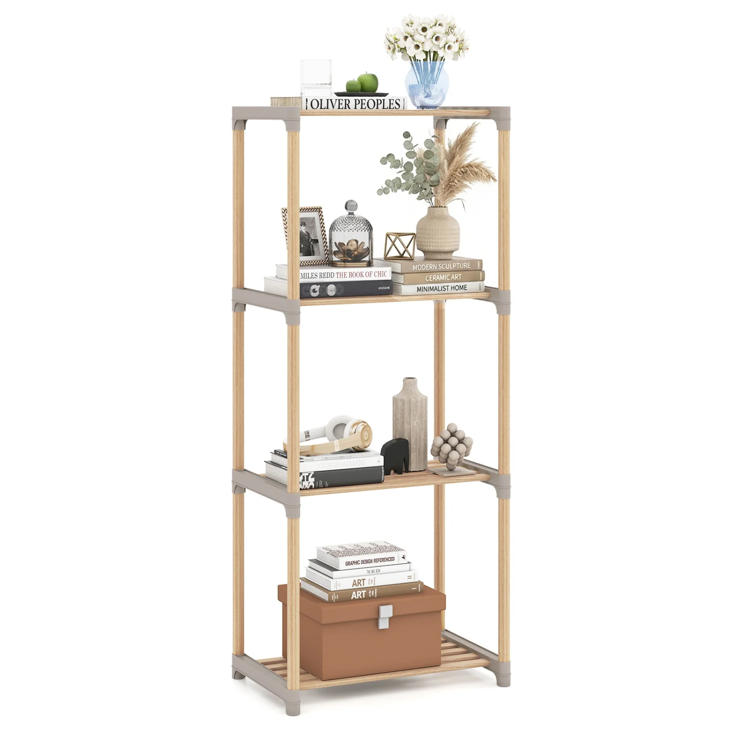 4-Tier Bookshelf With Open Shelves, Home Office Bathroom - Image 4