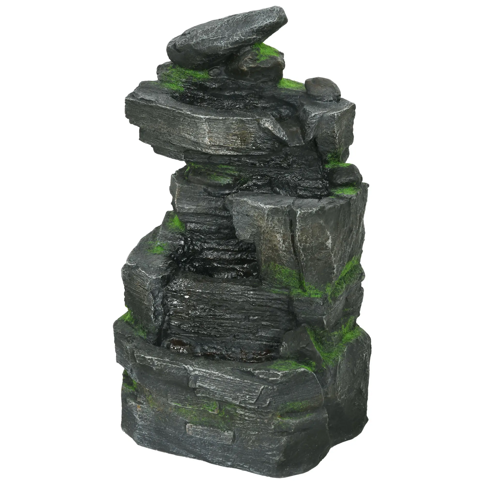 4 Tier Cascading Water Fountain with LED Lights, Pump, Outdoor