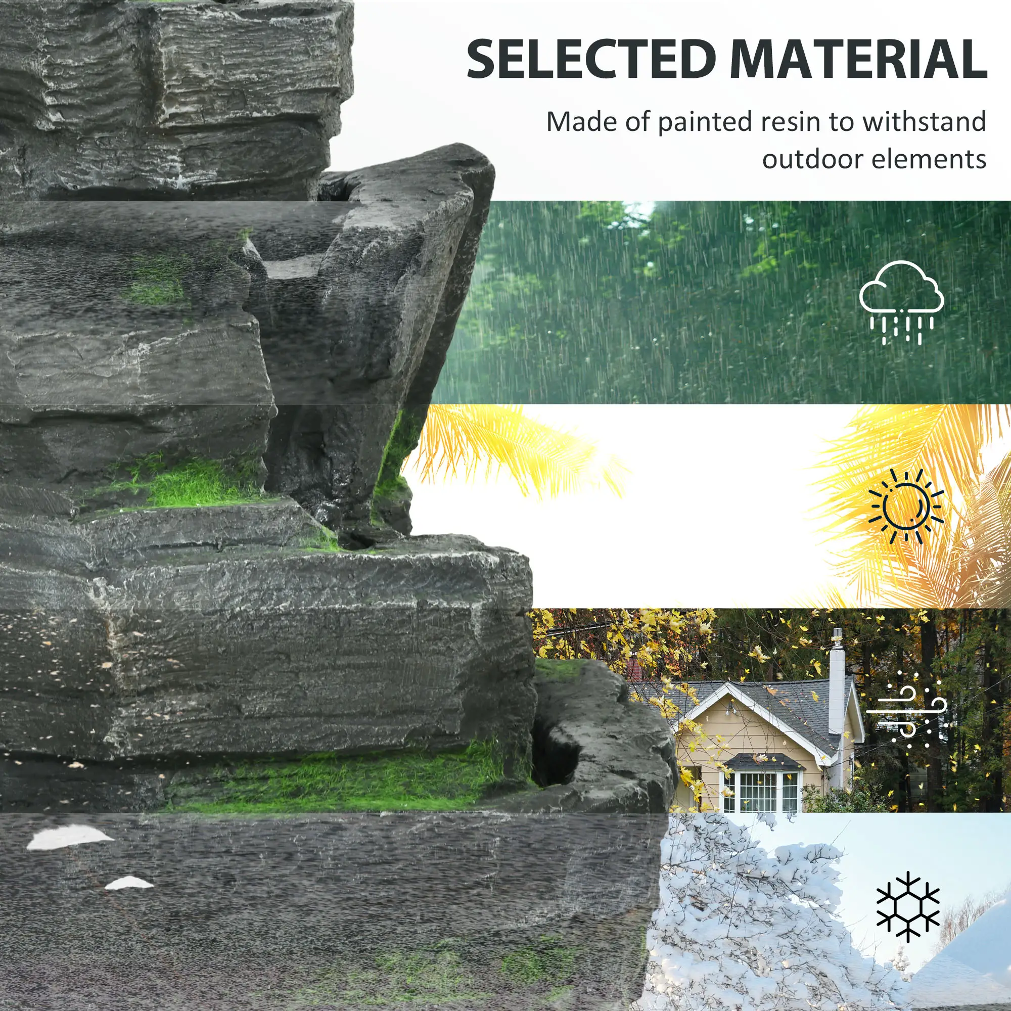 4 Tier Cascading Water Fountain with LED Lights, Pump, Outdoor - Image 7