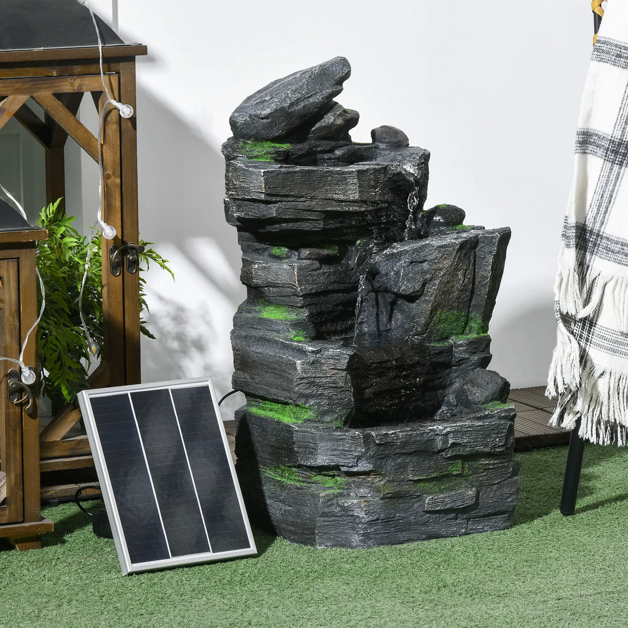 4 Tier Cascading Water Fountain with LED Lights, Pump, Outdoor - Image 8