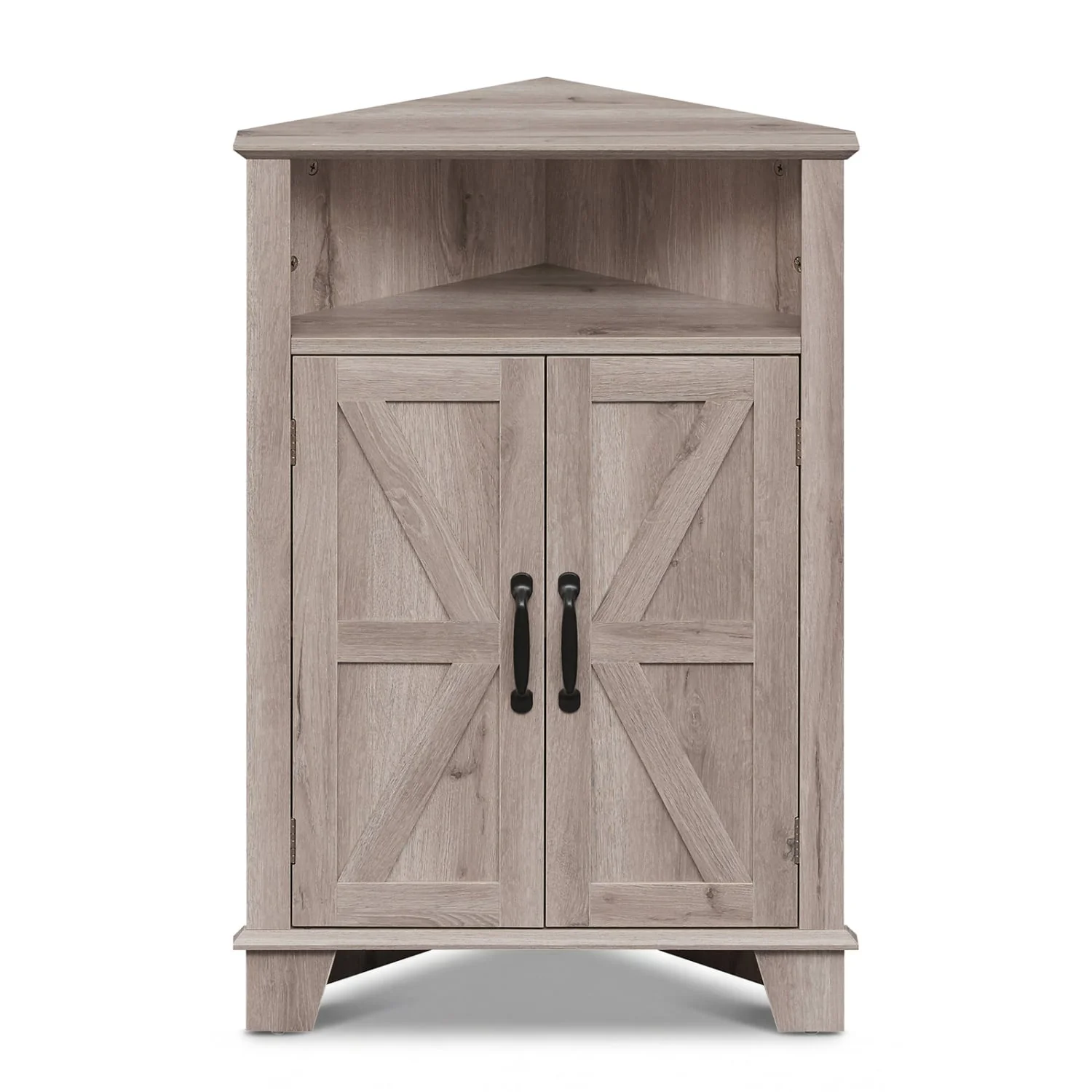 4-Tier Corner Cabinet With Open Shelf, Gray