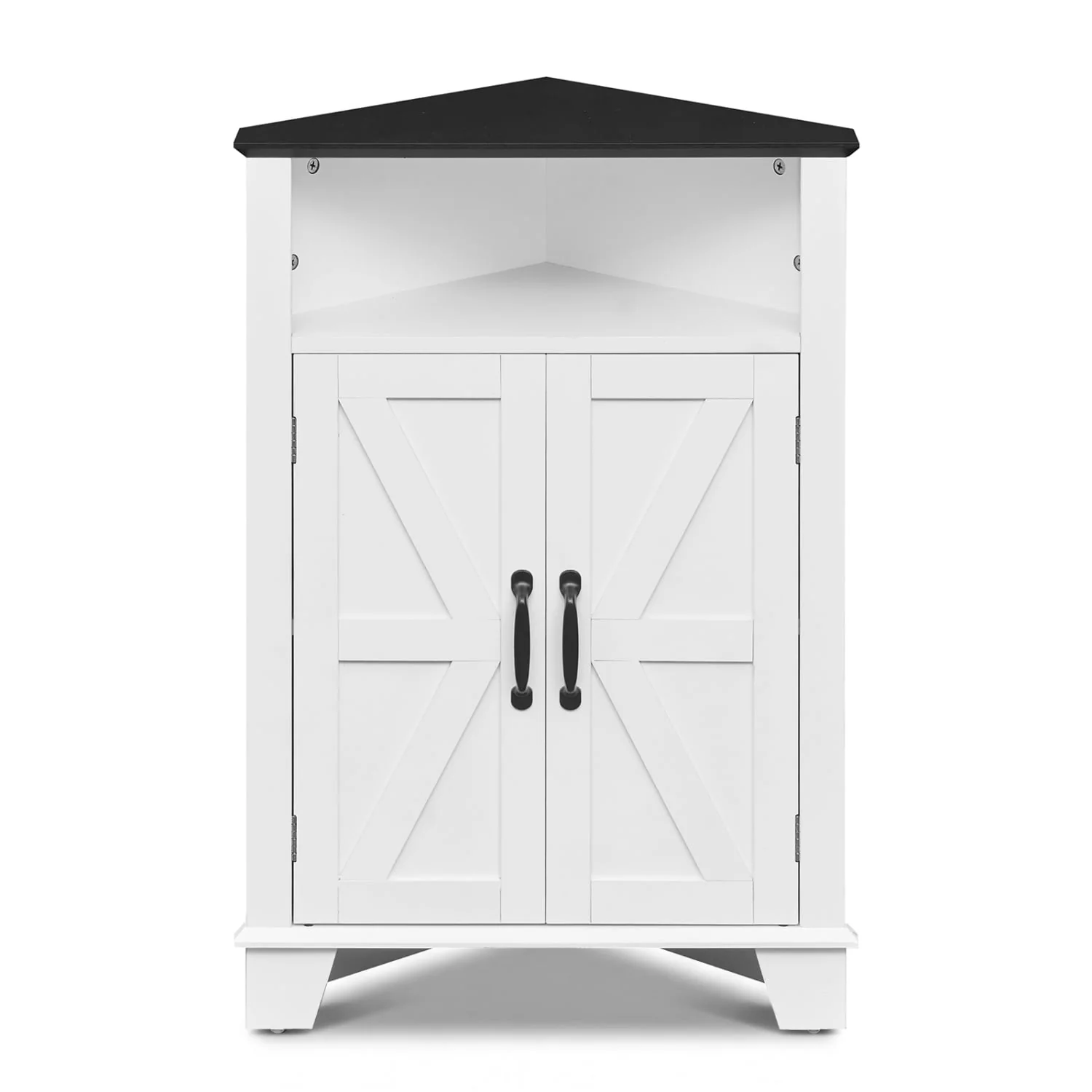 4-Tier Corner Storage Cabinet, Open Shelf, White