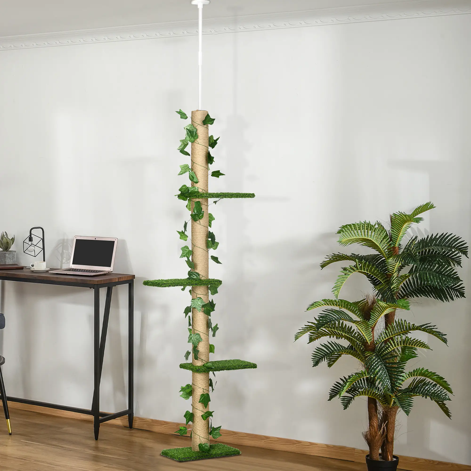 4-Tier Floor to Ceiling Cat Tree, Height 80-95Inches, Multi-Layer Activity Centre - Image 8