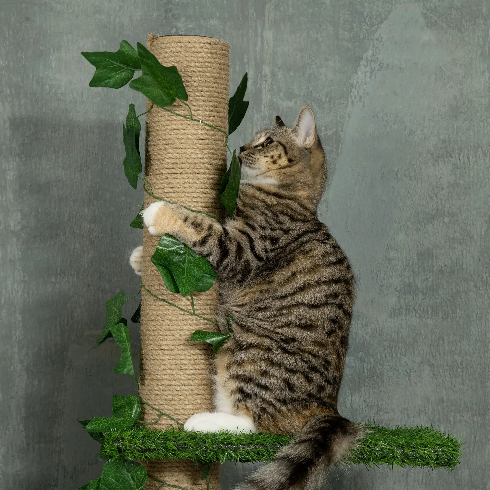 4-Tier Floor to Ceiling Cat Tree, Height 80-95Inches, Multi-Layer Activity Centre - Image 9