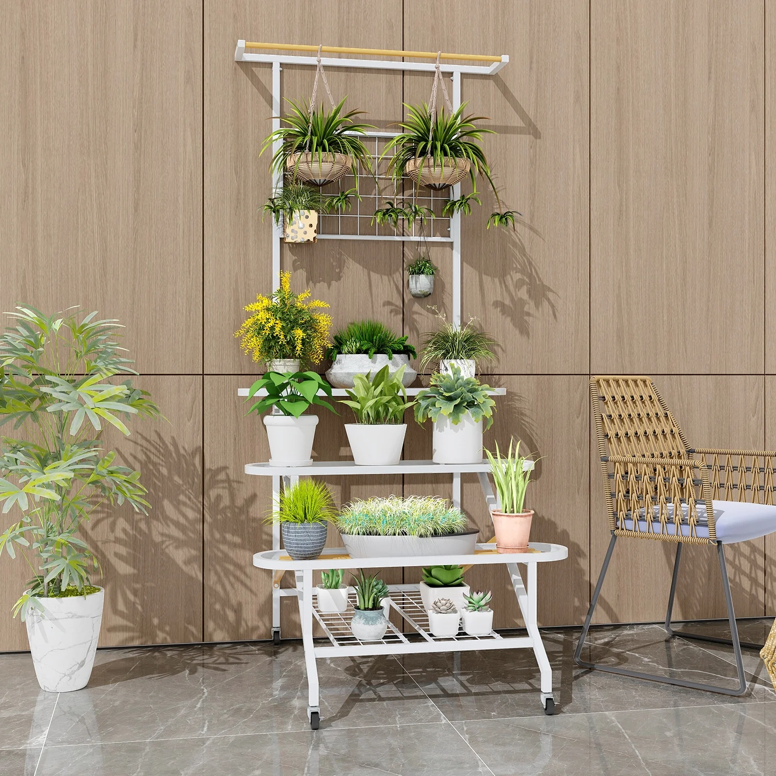 4-Tier Hanging Plant Stand, White - Image 2