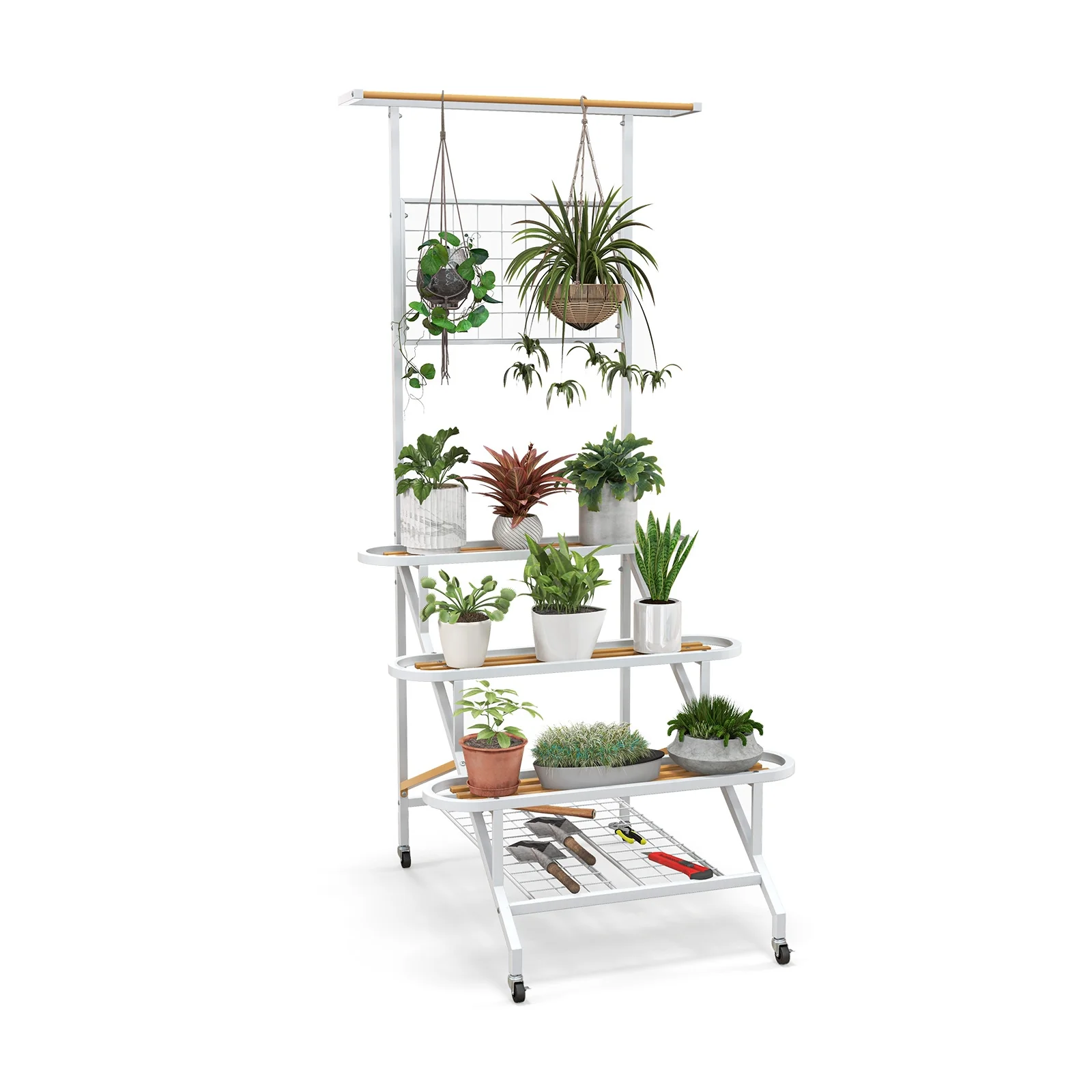 4-Tier Hanging Plant Stand, White - Image 4