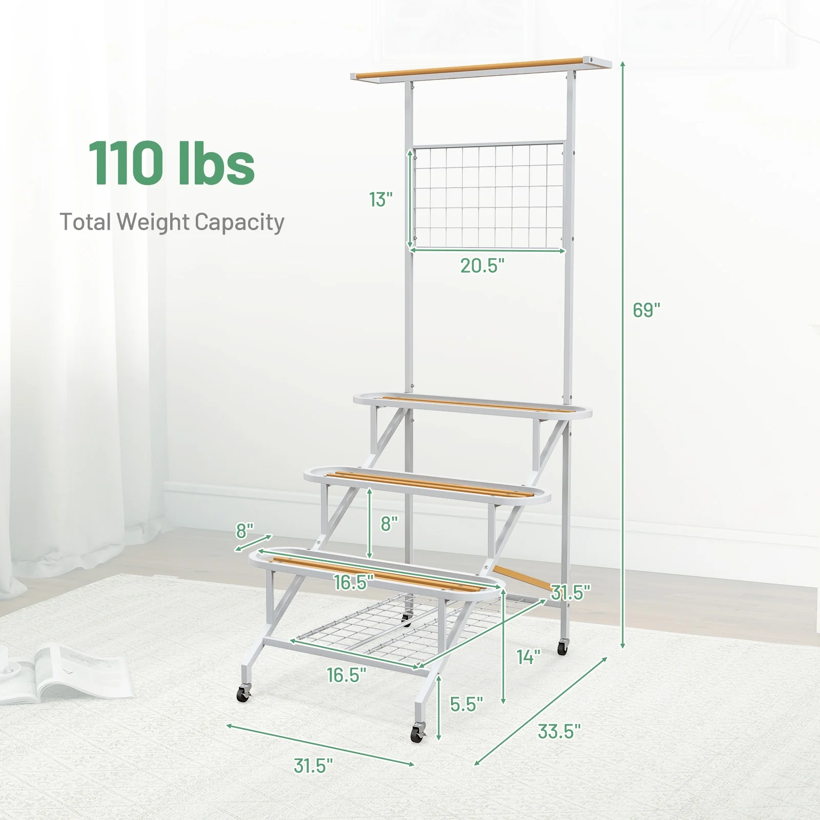 4-Tier Hanging Plant Stand, White - Image 5