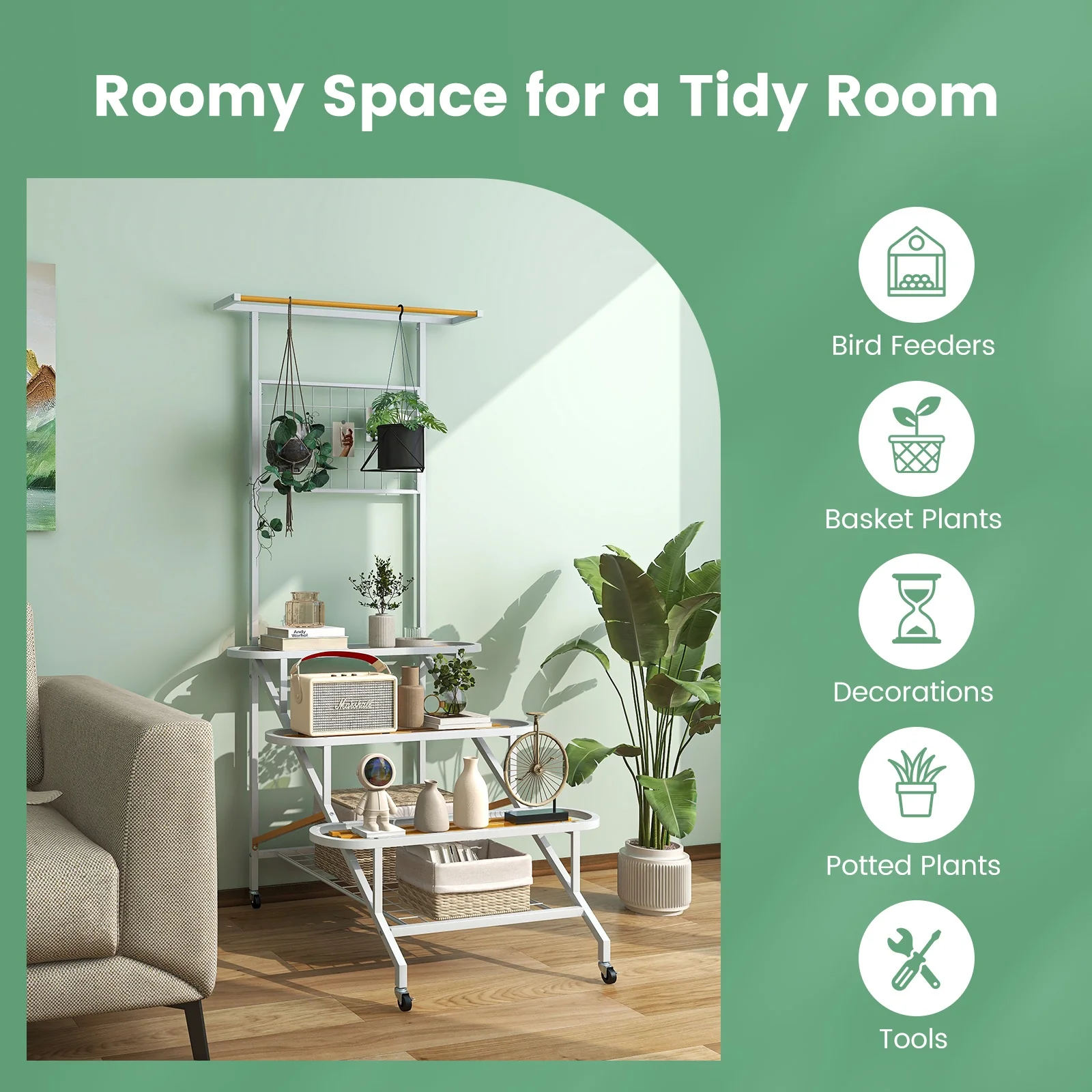 4-Tier Hanging Plant Stand, White - Image 6