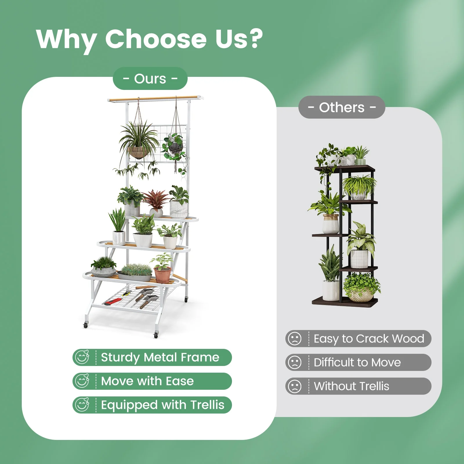 4-Tier Hanging Plant Stand, White - Image 7