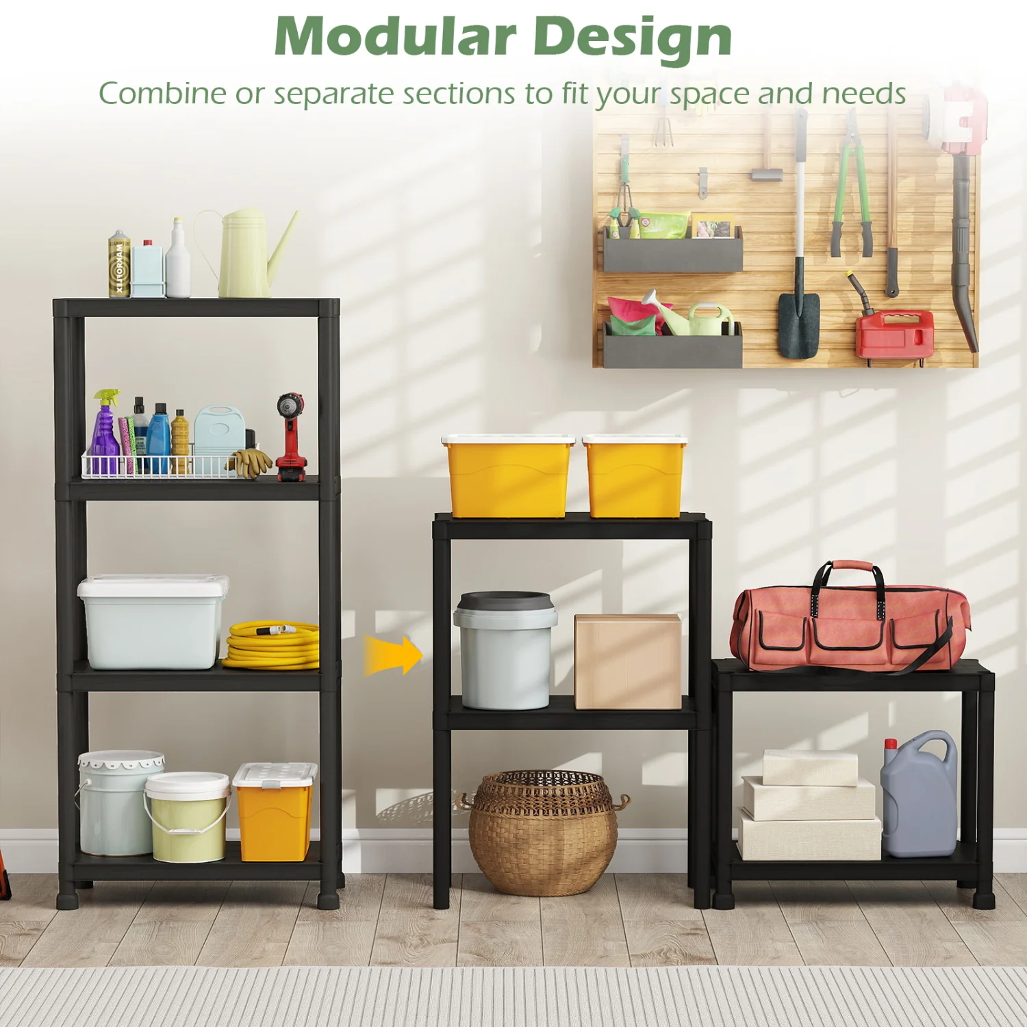 4-Tier Heavy-Duty Plastic Storage Shelves, Black - Image 10