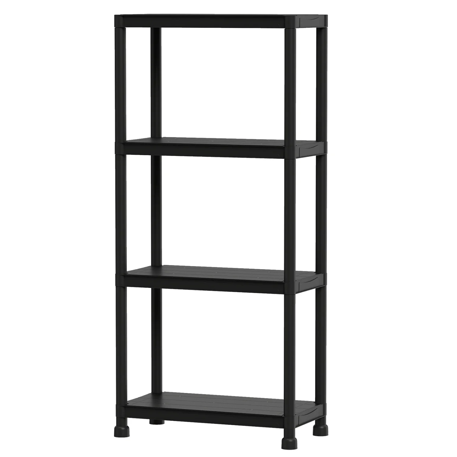 4-Tier Heavy-Duty Plastic Storage Shelves, Black - Image 4