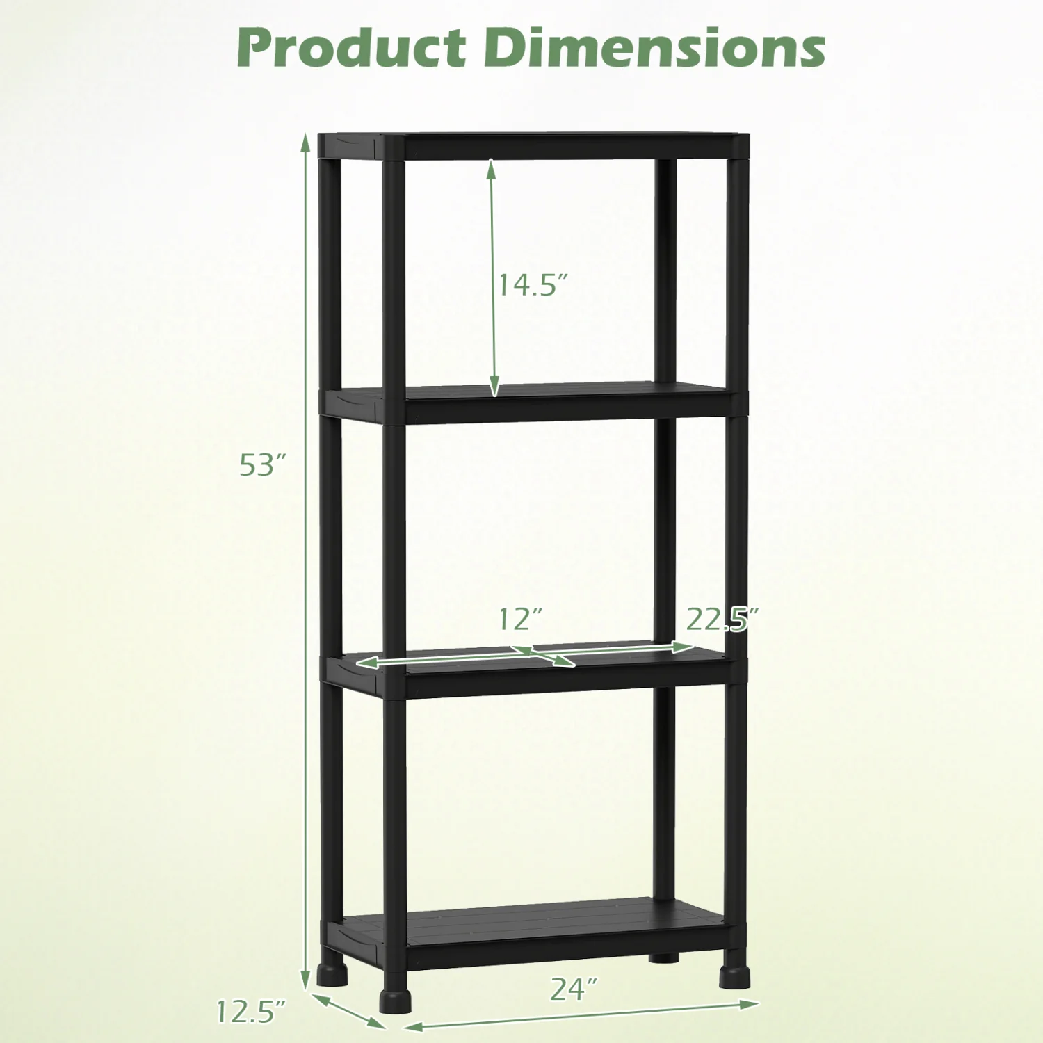 4-Tier Heavy-Duty Plastic Storage Shelves, Black - Image 5