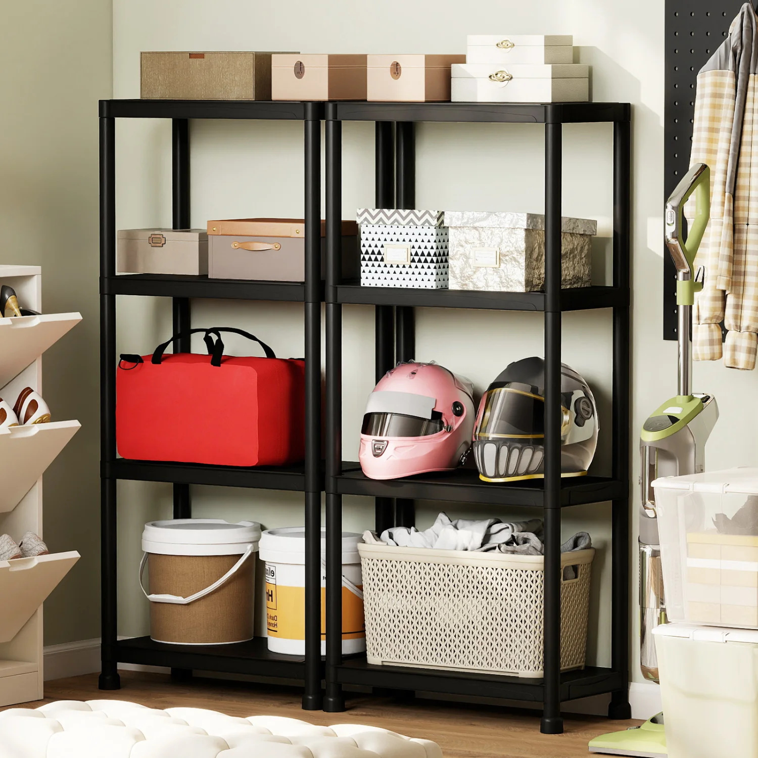 4-Tier Heavy-Duty Plastic Storage Shelves, Black - Image 9