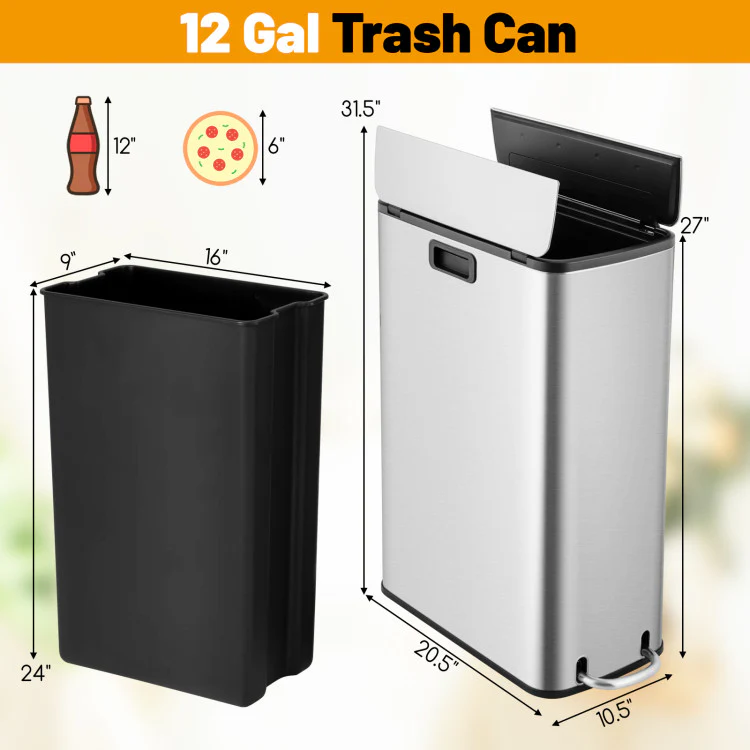 4-Tier Kitchen Microwave Storage Rack With Trash Can - Image 7