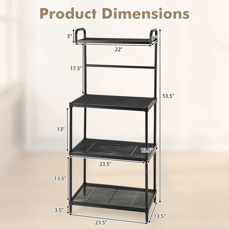 4-Tier Kitchen Microwave Storage Rack With Trash Can - Image 8