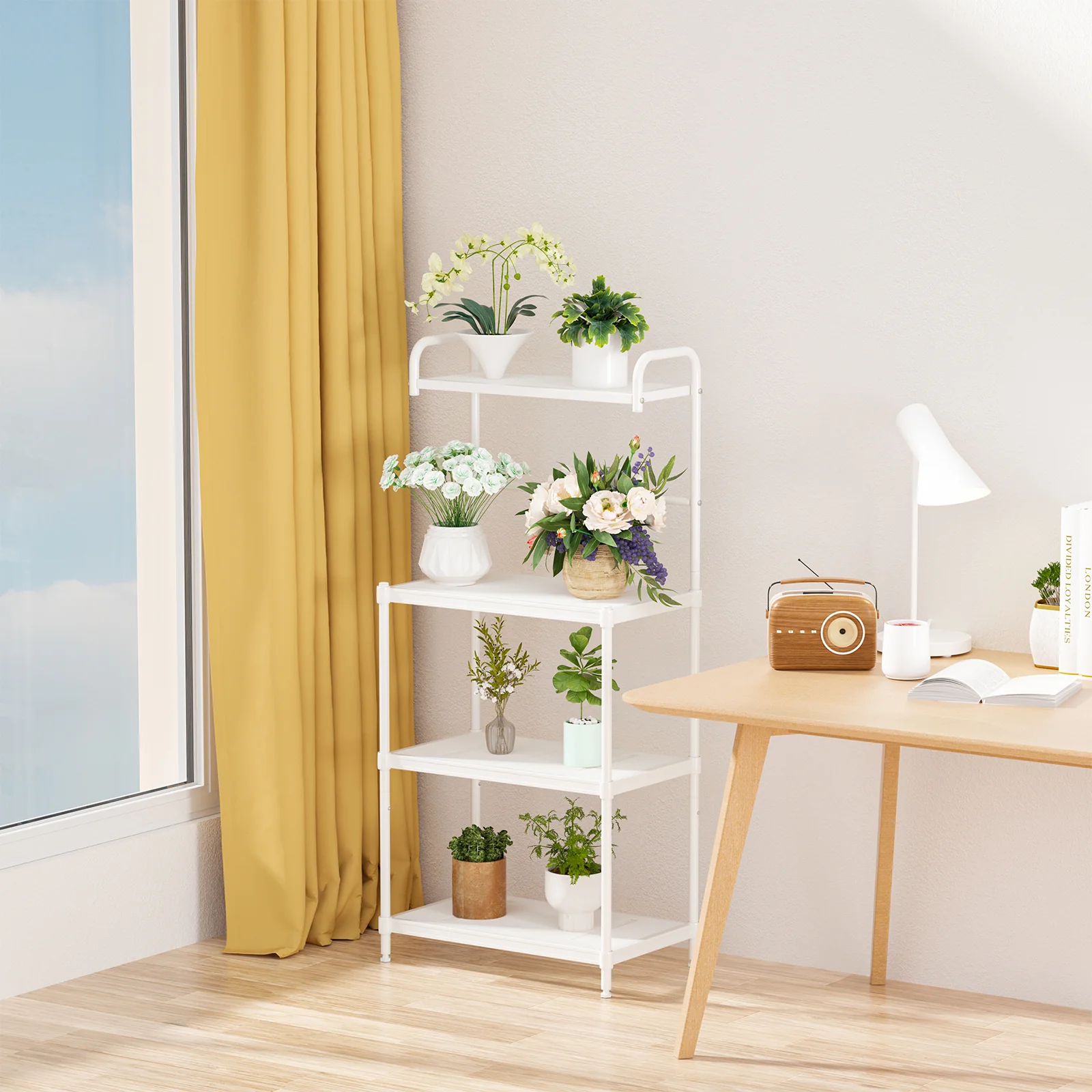 4-Tier Kitchen Storage Rack, Microwave Oven Shelves, White - Image 7