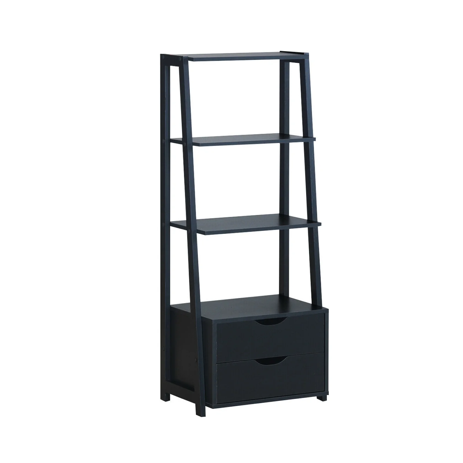 4-Tier Ladder Bookshelf With 2 Drawers, Black - Image 4