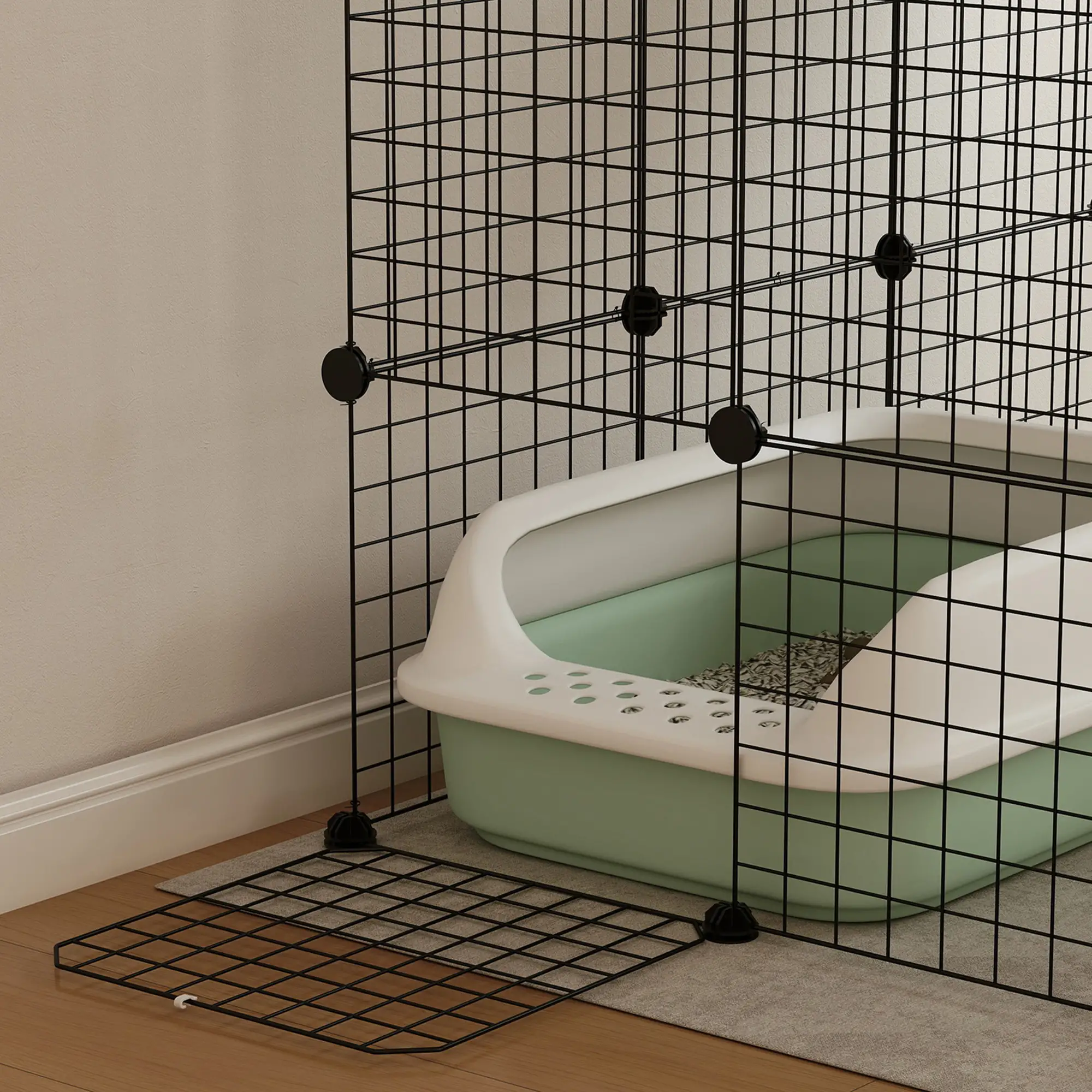 4-Tier Large Cat Cage with Hammock, Platforms, Ramps, Black - Image 10