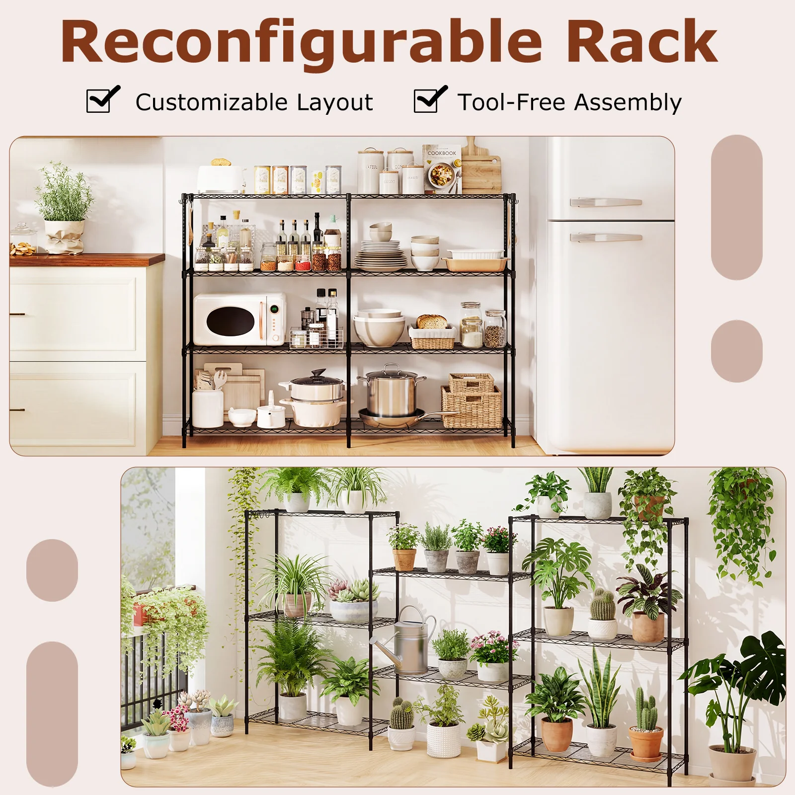 4-Tier Metal Storage Shelving Unit with V-Shaped Wire Rack and 1000 LBS Capacity-DK, Black - Image 10