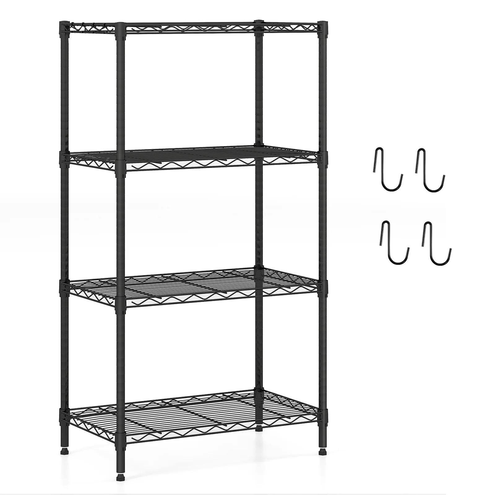 4-Tier Metal Storage Shelving Unit with V-Shaped Wire Rack and 600 LBS Capacity-DK, Black - Image 4