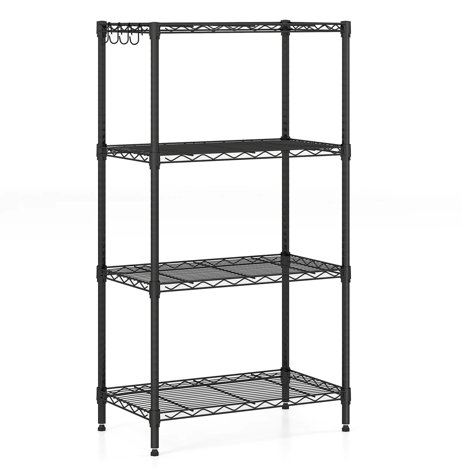 4-Tier Metal Storage Shelving Unit with V-Shaped Wire Rack and 600 LBS Capacity-DK, Black - Image 5