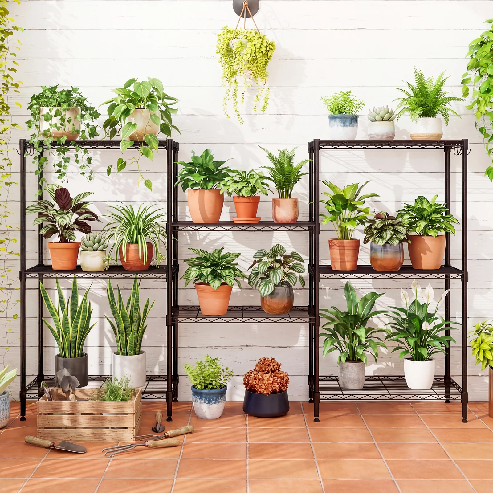 4-Tier Metal Storage Shelving Unit with V-Shaped Wire Rack and 600 LBS Capacity-DK, Black - Image 8