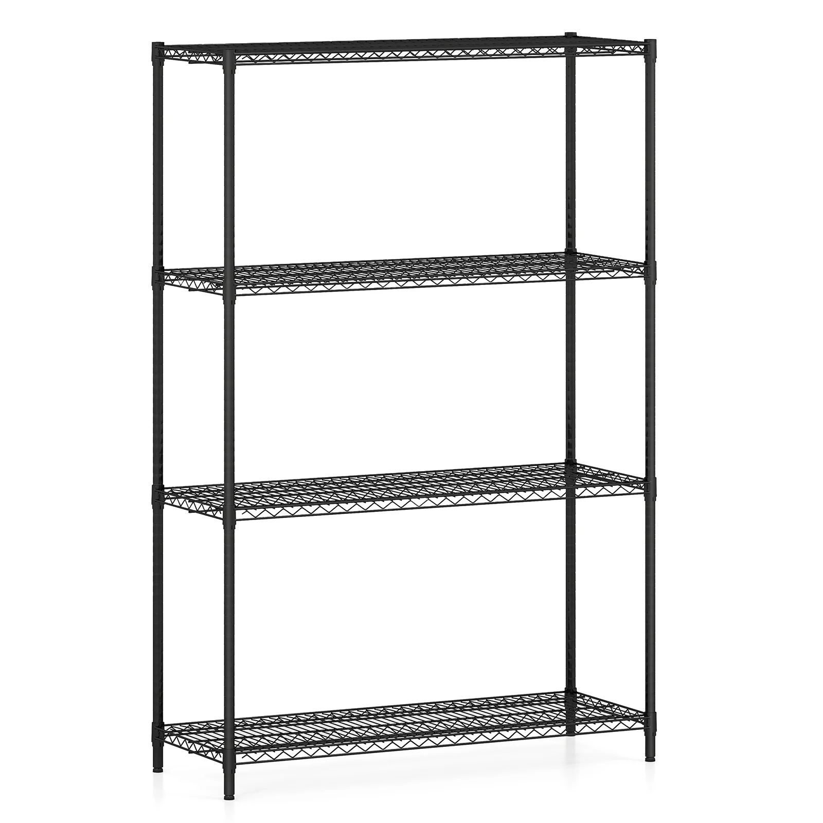 4-Tier Metal Storage Shelving Unit with V-Shaped Wire Rack-DK, Black