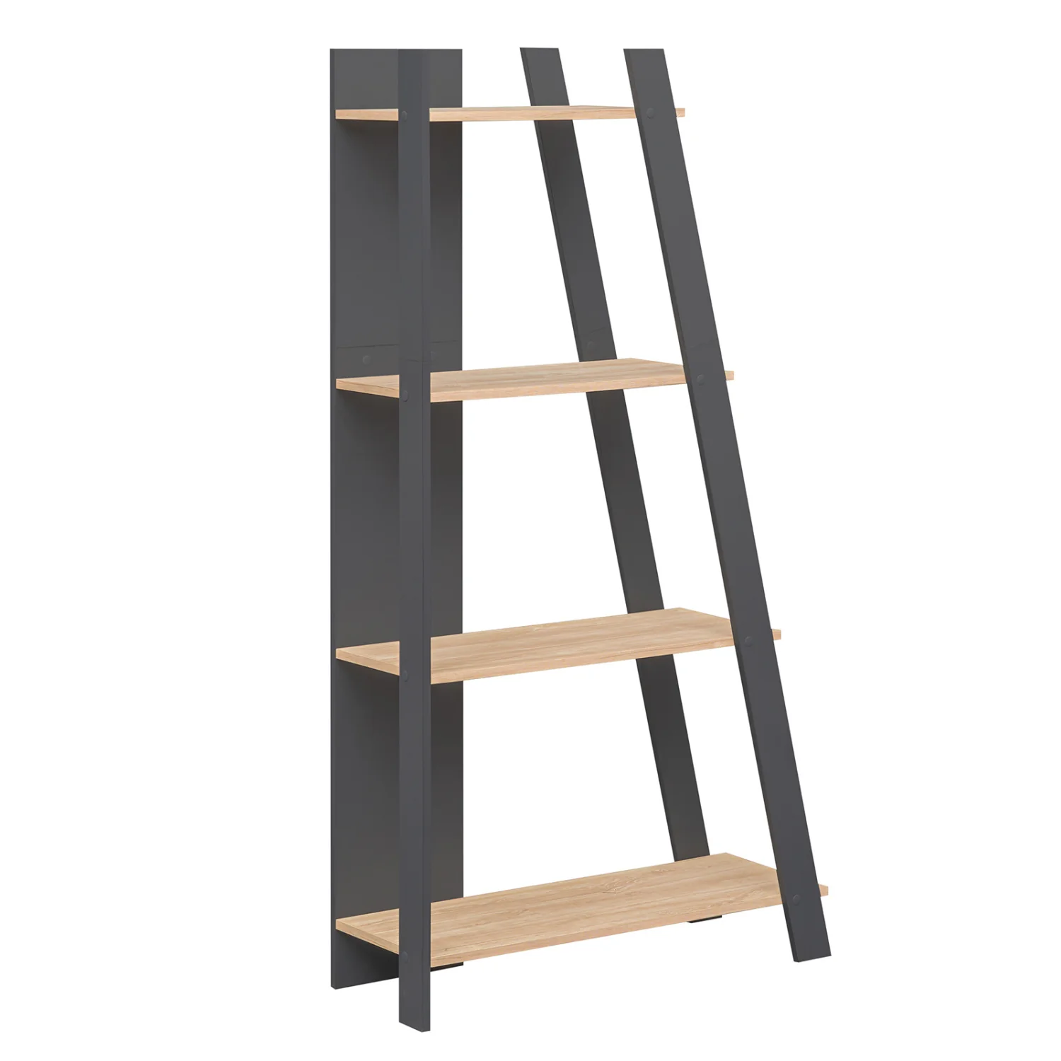 4-Tier Modern Bookshelf, Vertical Display Shelf, Oak
