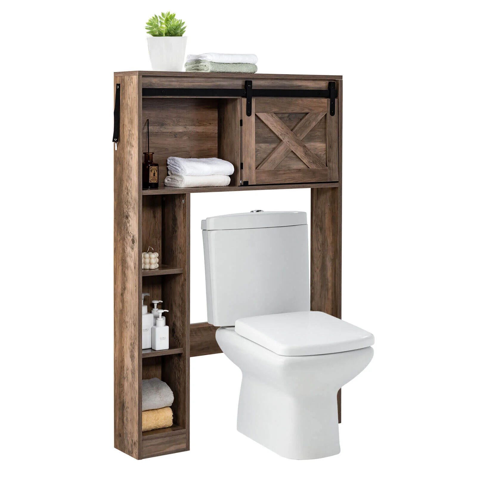 4-Tier Over The Toilet Storage Cabinet, Brown - Image 5