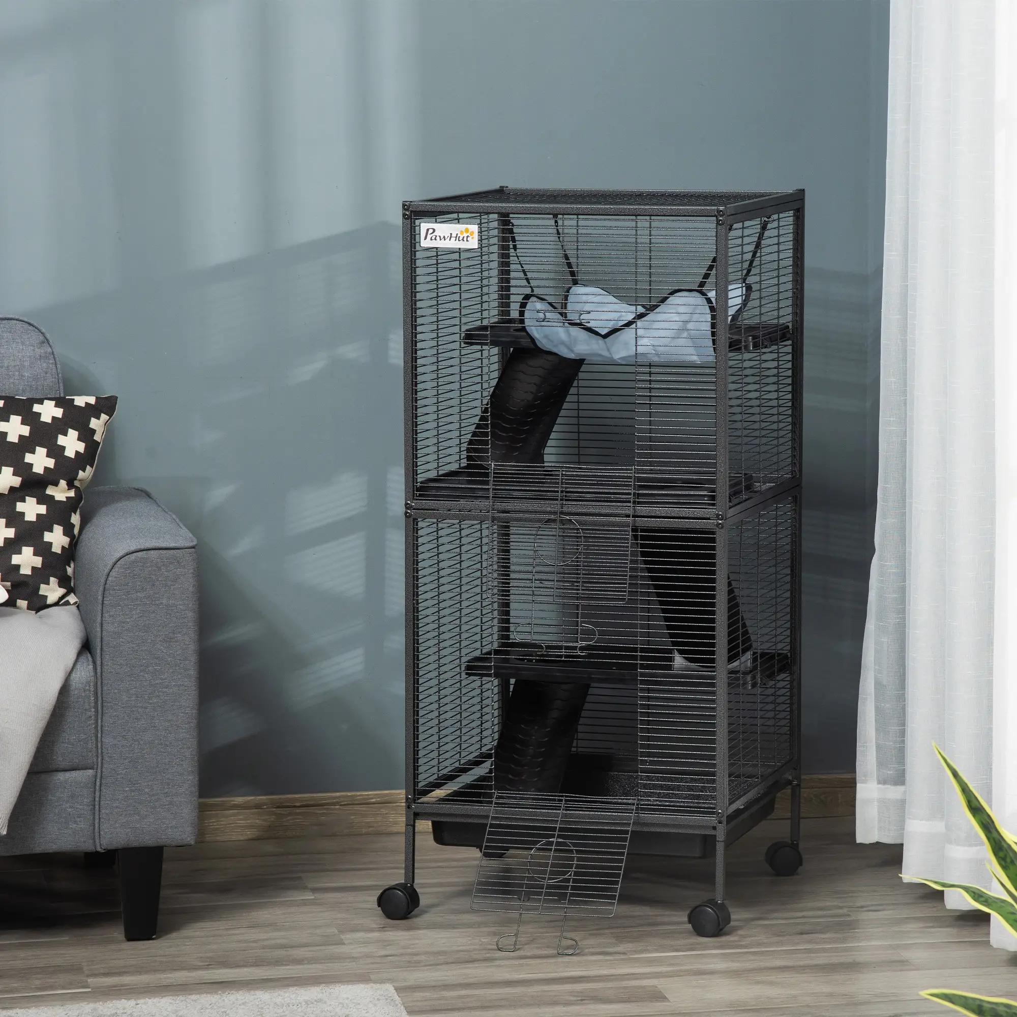 4-Tier Rolling Small Animal Cage, Guinea Pig, Ferret, Chinchilla, Rabbit - Image 8