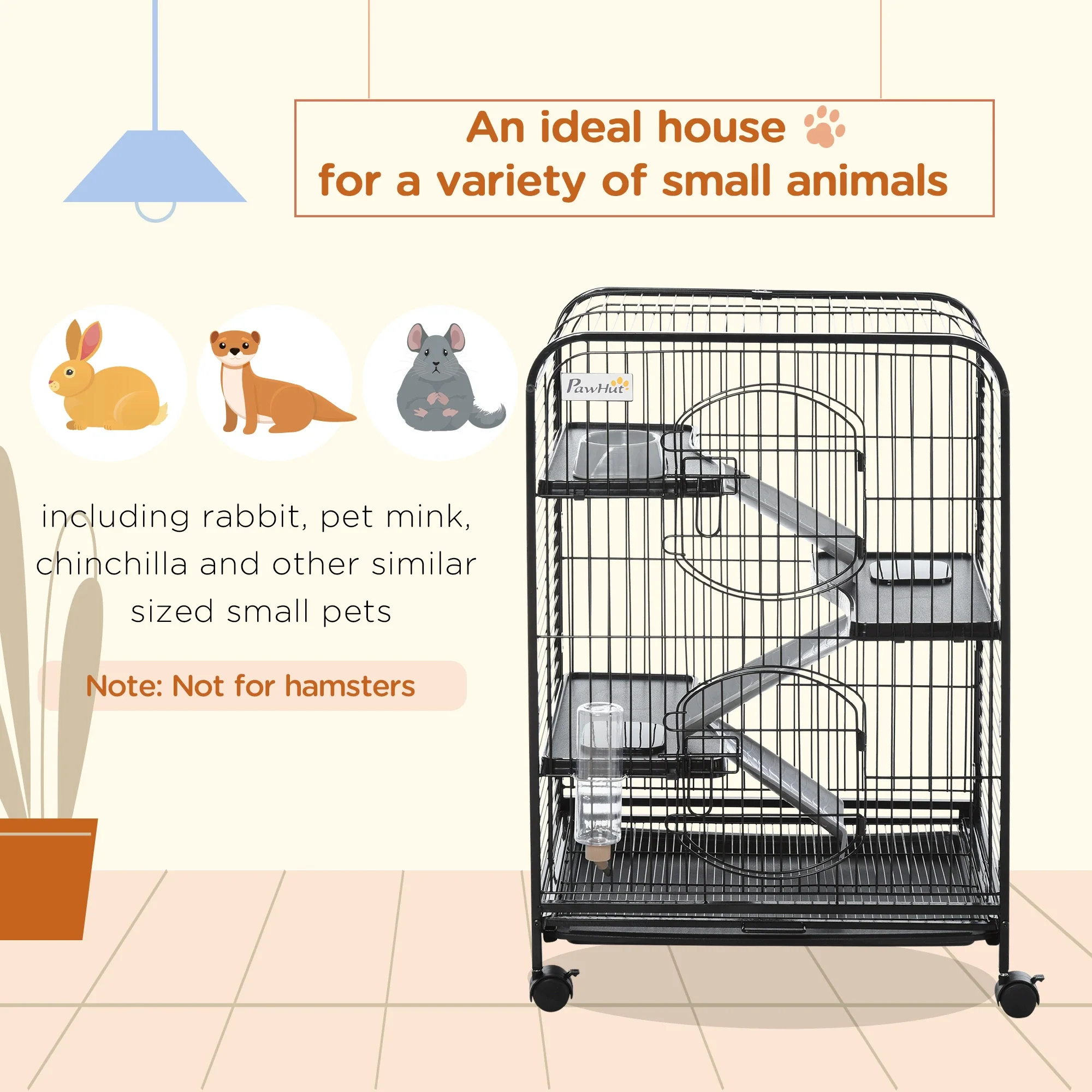 4-Tier Small Animal Cage, Rabbit Ferret Chinchilla Playpen, 24" x 17" x 37" - Image 4