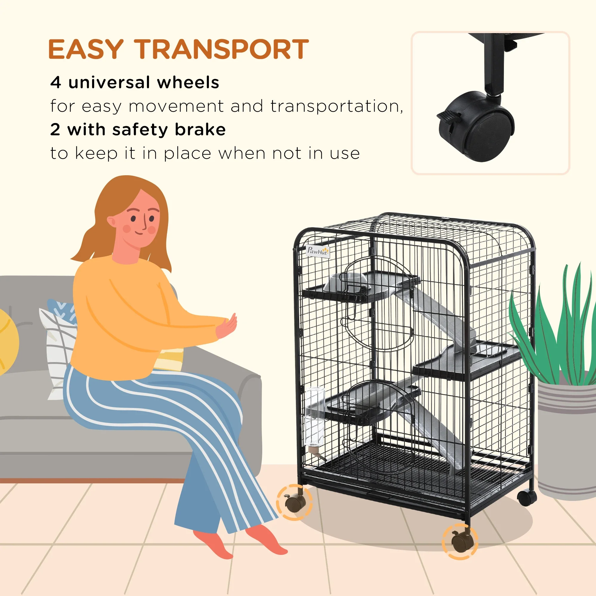 4-Tier Small Animal Cage, Rabbit Ferret Chinchilla Playpen, 24" x 17" x 37" - Image 5