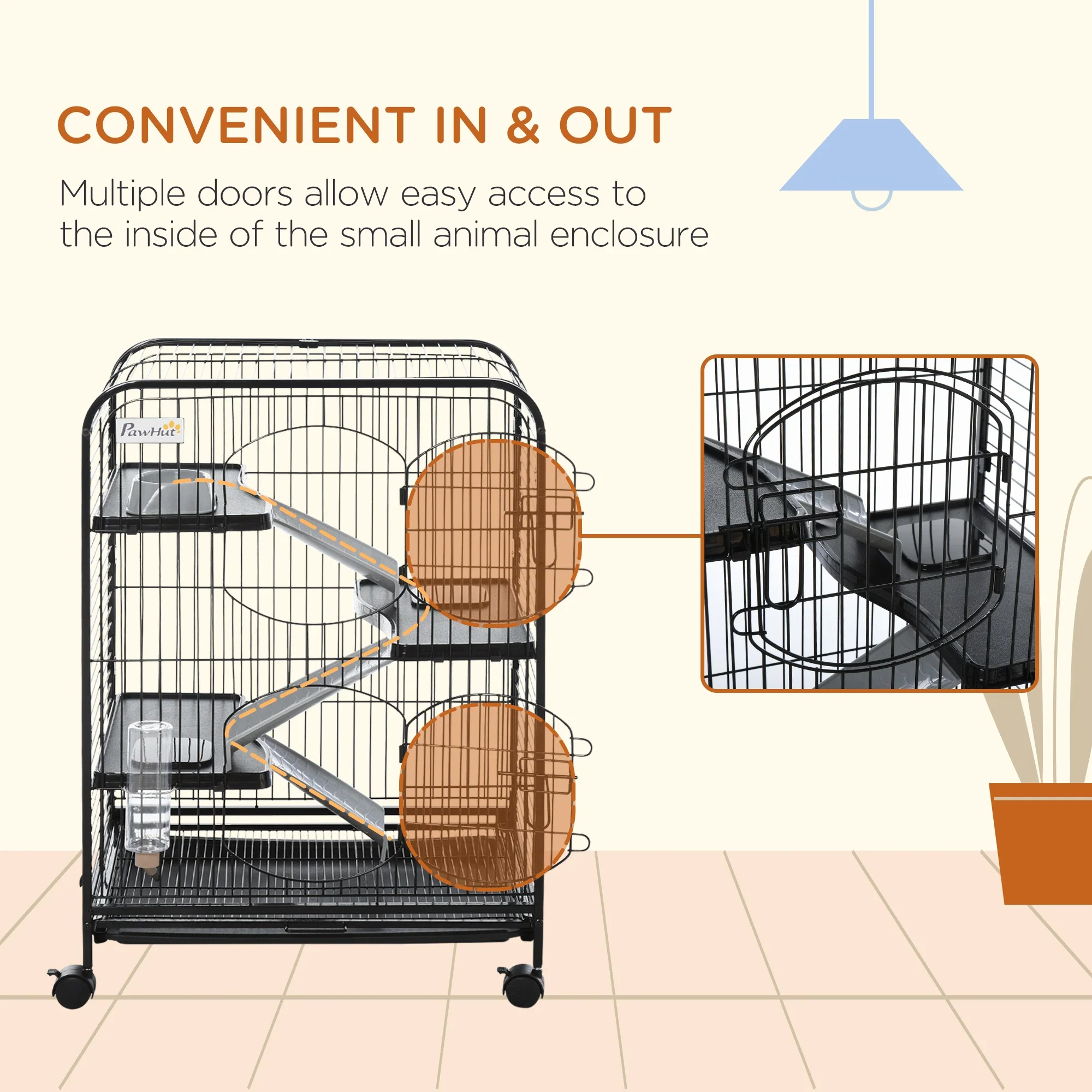4-Tier Small Animal Cage, Rabbit Ferret Chinchilla Playpen, 24" x 17" x 37" - Image 7