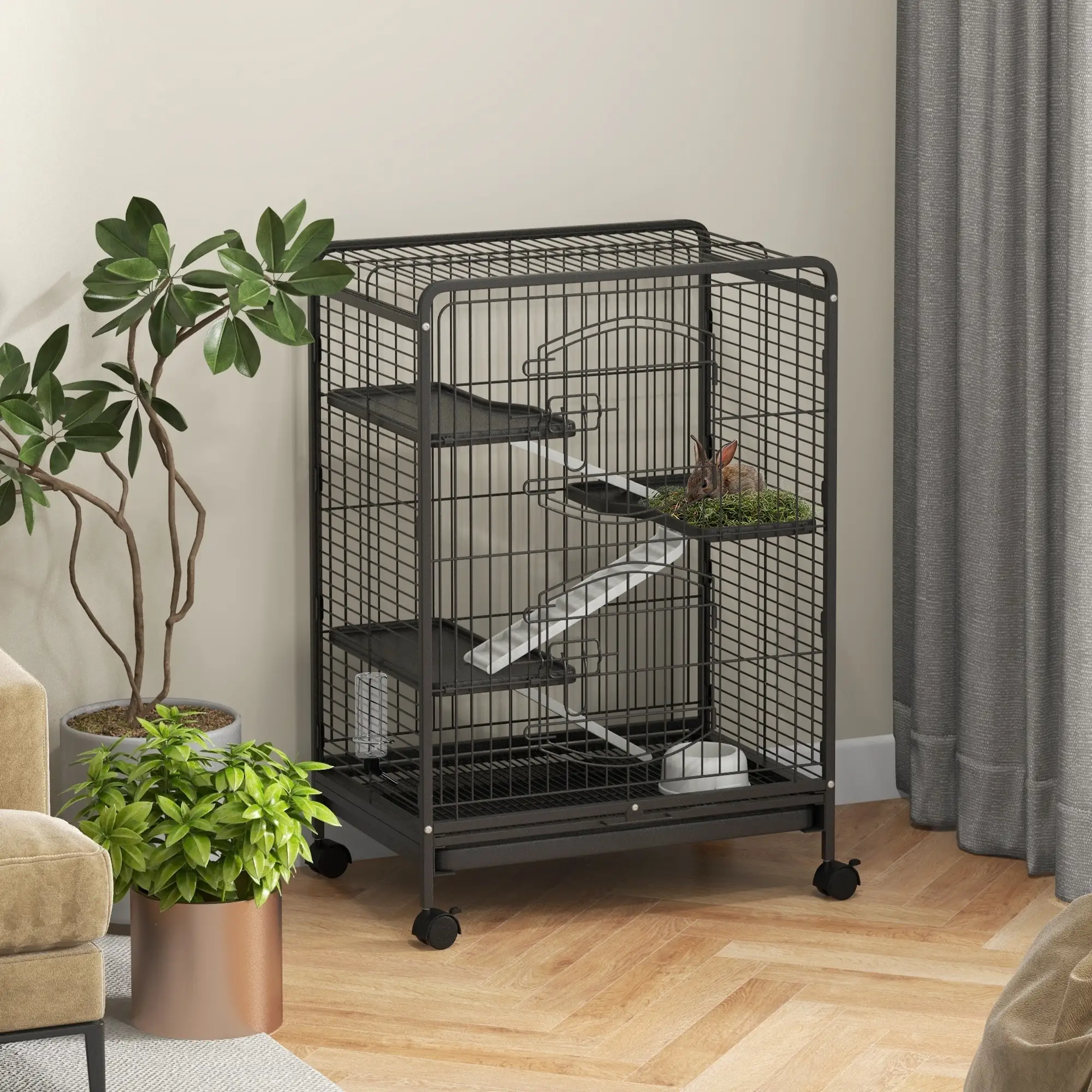 4-Tier Small Animal Cage, Rabbit Ferret Chinchilla Playpen, 24" x 17" x 37" - Image 8