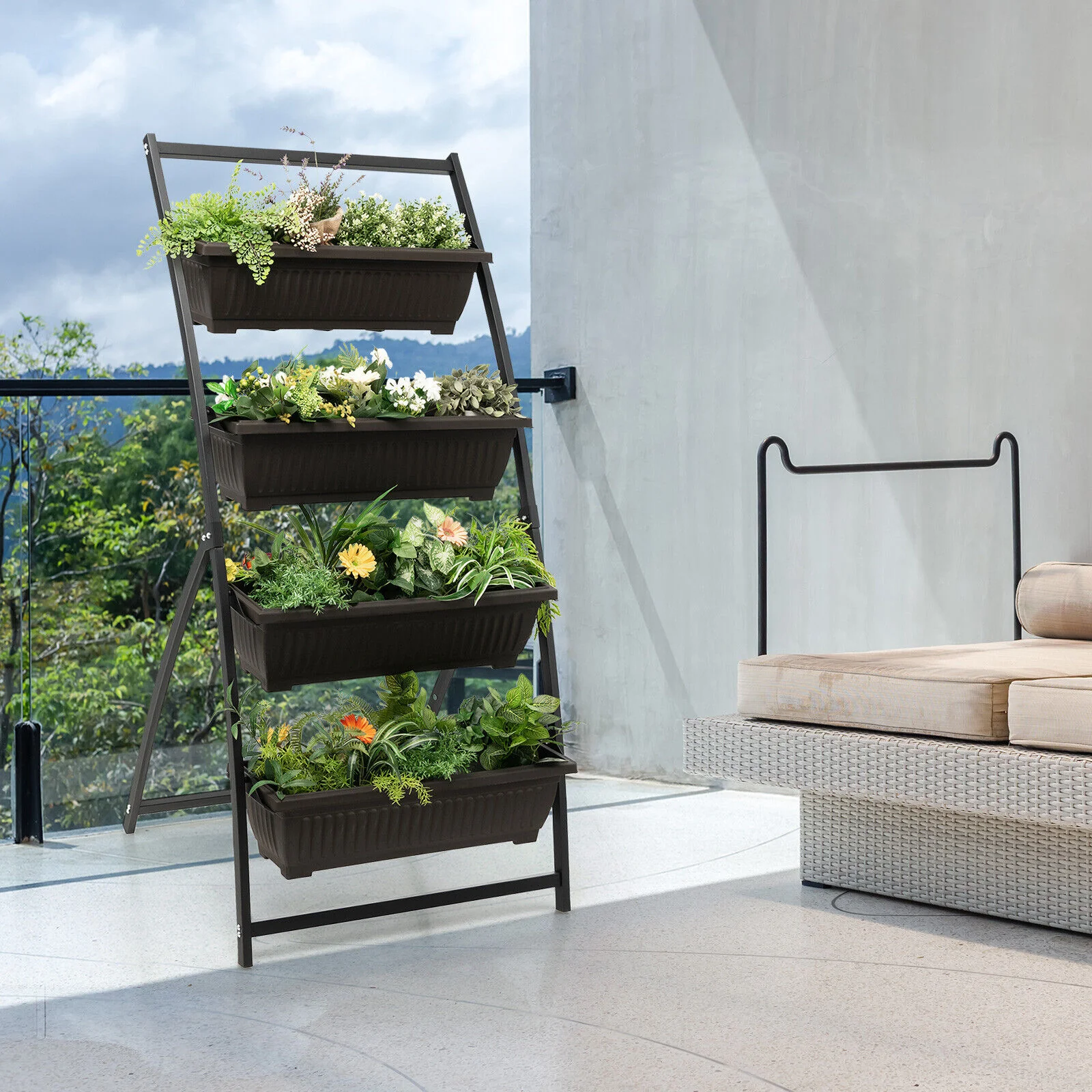 4-Tier Vertical Raised Garden Bed, M, Black - Image 6