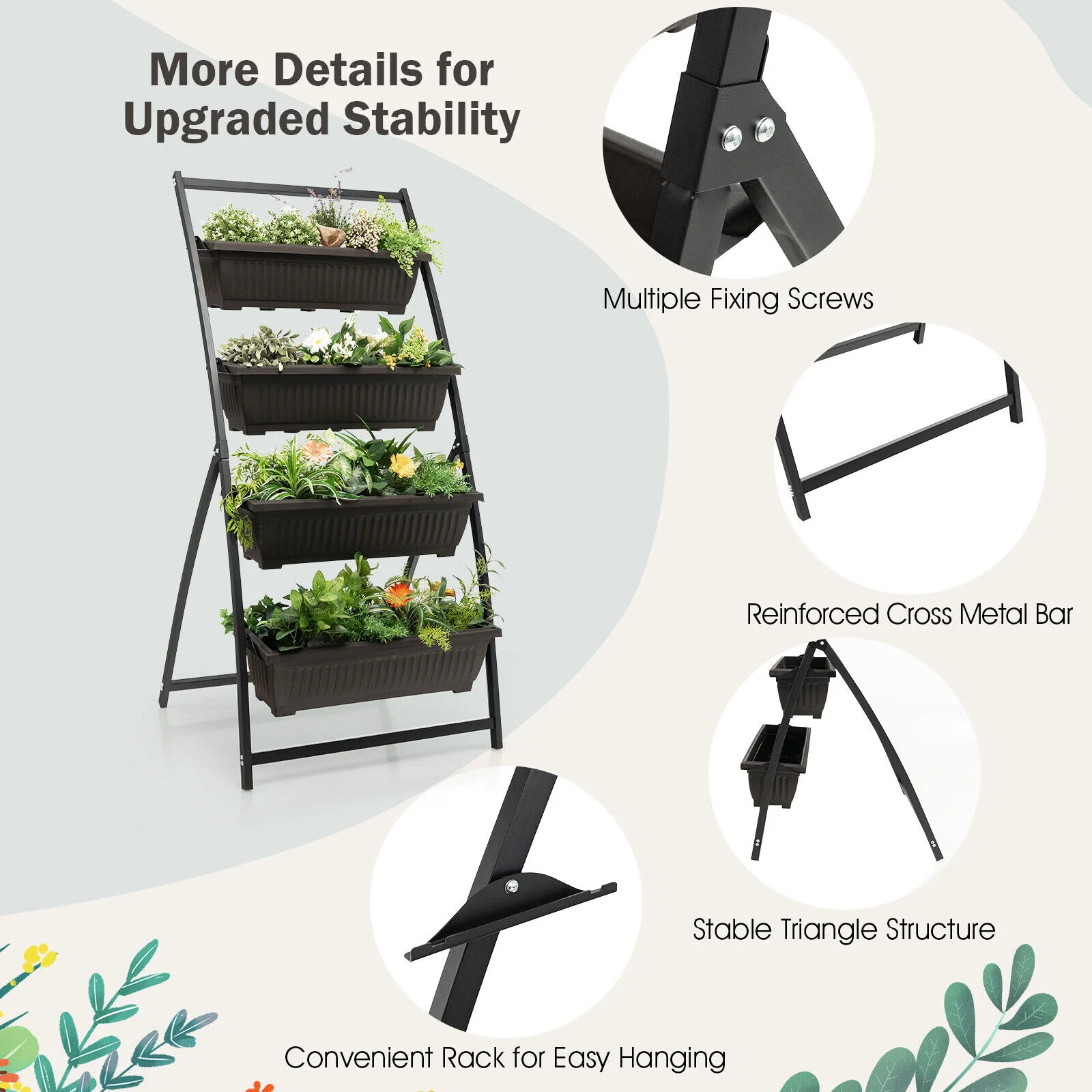 4-Tier Vertical Raised Garden Bed, M, Black - Image 7