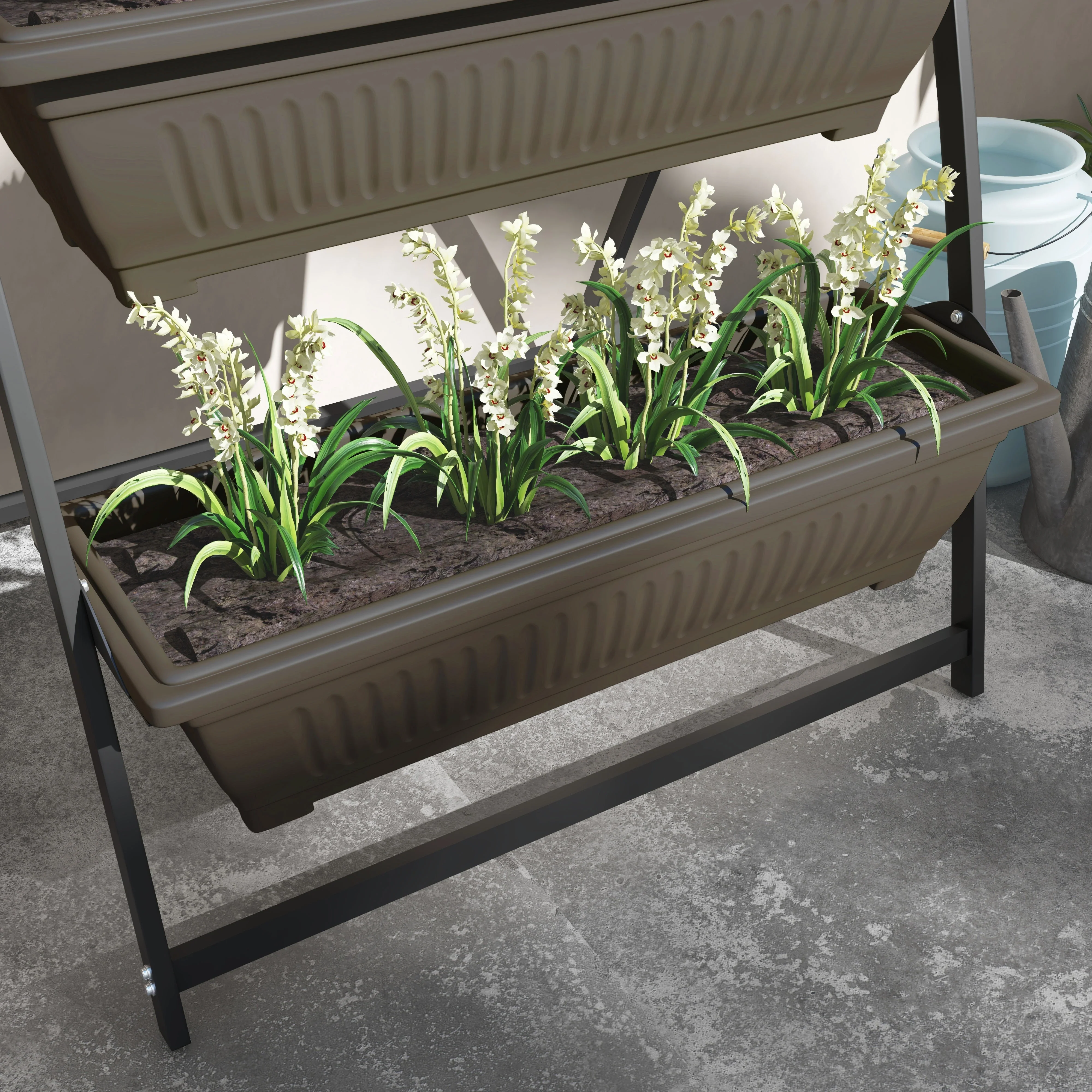4-Tier Vertical Raised Garden Planter, 4 Boxes, Outdoor Plant Stand, Brown - Image 10