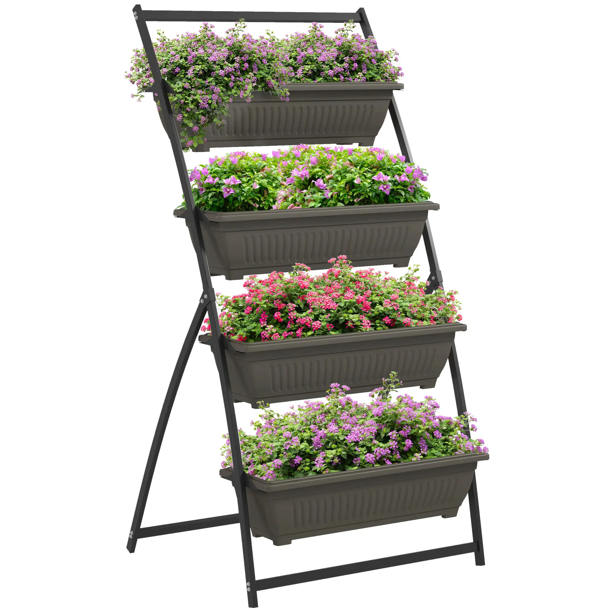 4-Tier Vertical Raised Garden Planter, 4 Boxes, Outdoor Plant Stand, Brown - Image 11