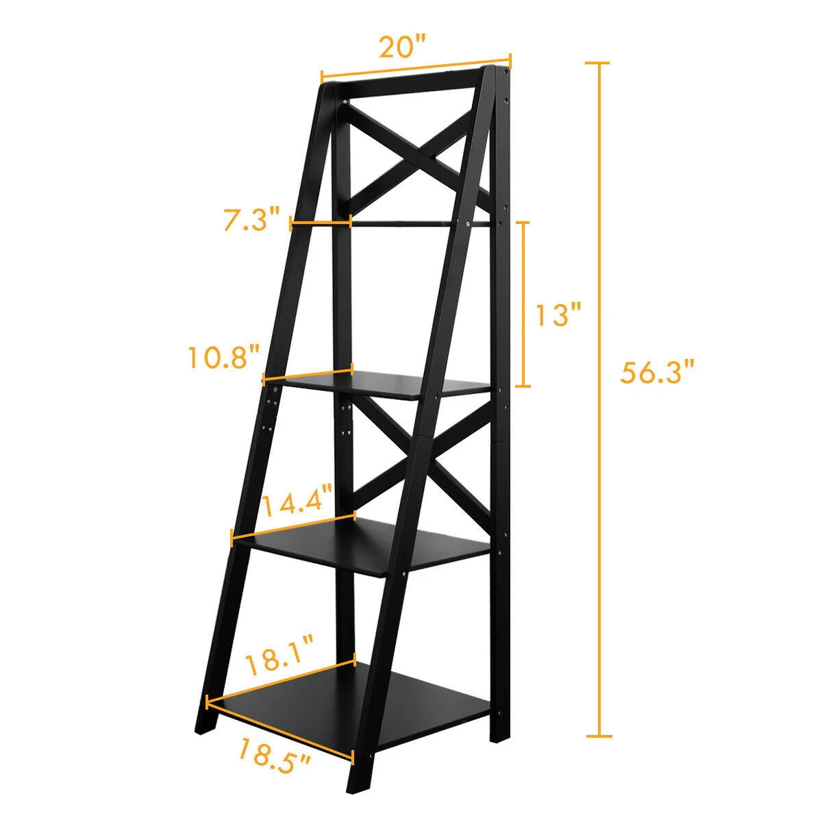 4-Tier Wood Display Storage Bookshelf, Black - Image 5