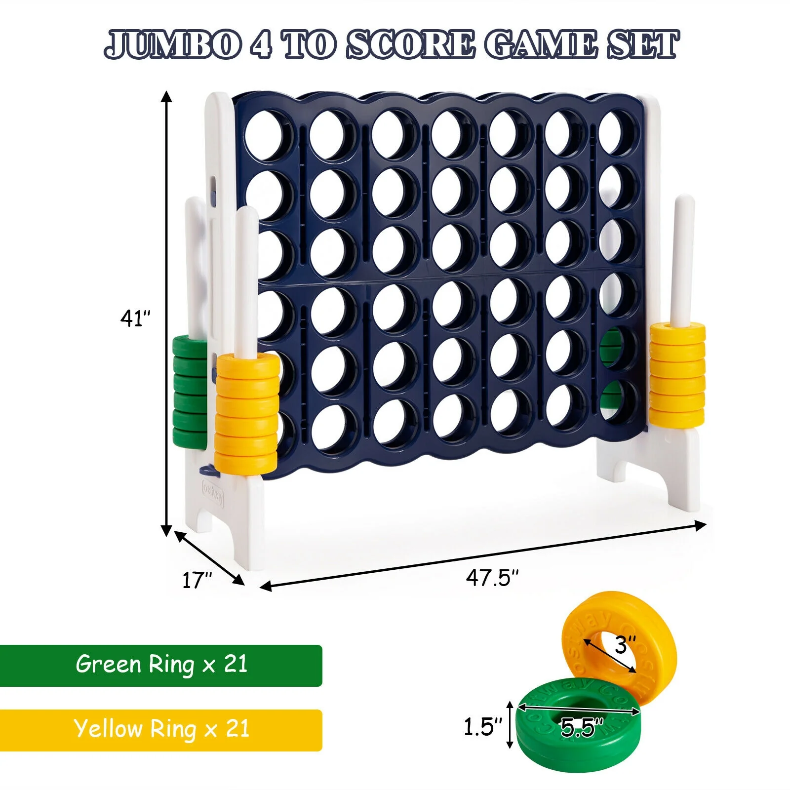 4-To-Score Giant 4 In A Row Game Set, Dark Blue - Image 5