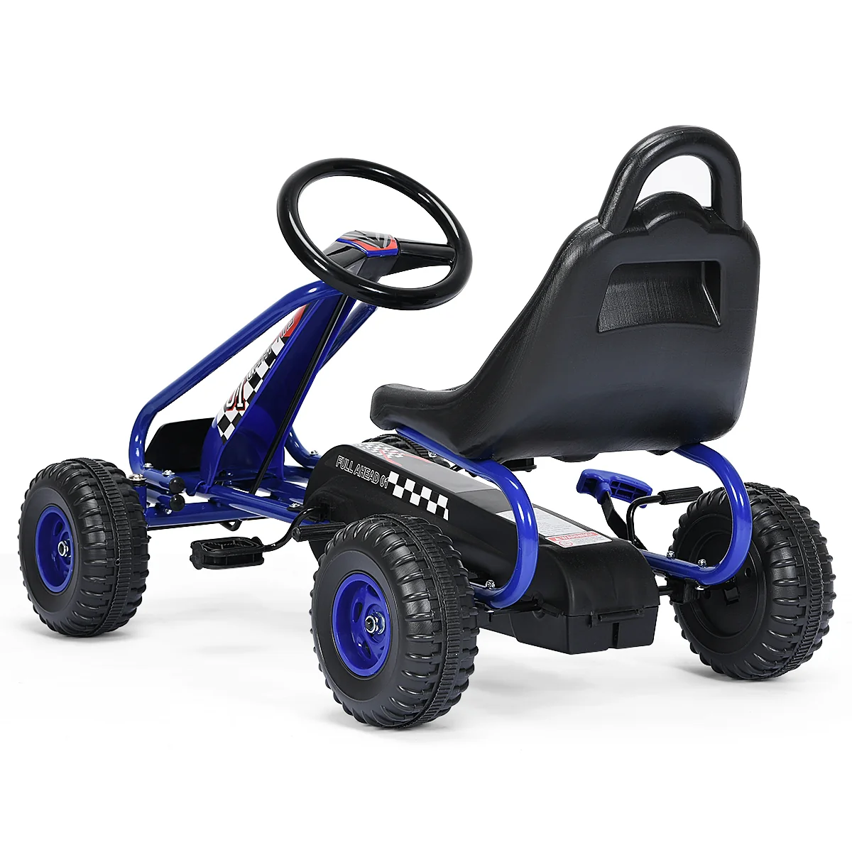 4 Wheel Pedal Powered Ride On, Adjustable Seat, Blue - Image 10
