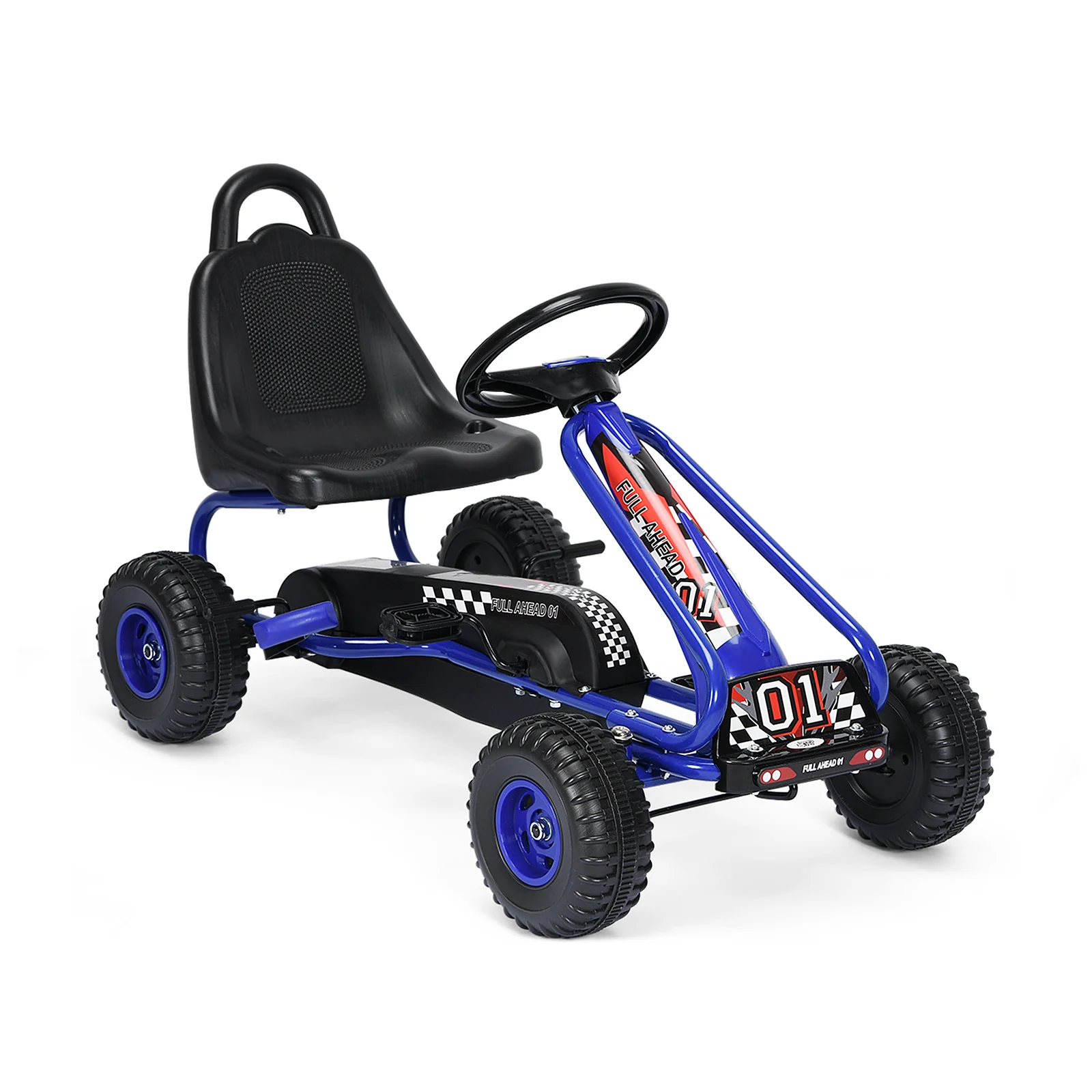 4 Wheel Pedal Powered Ride On, Adjustable Seat, Blue - Image 4