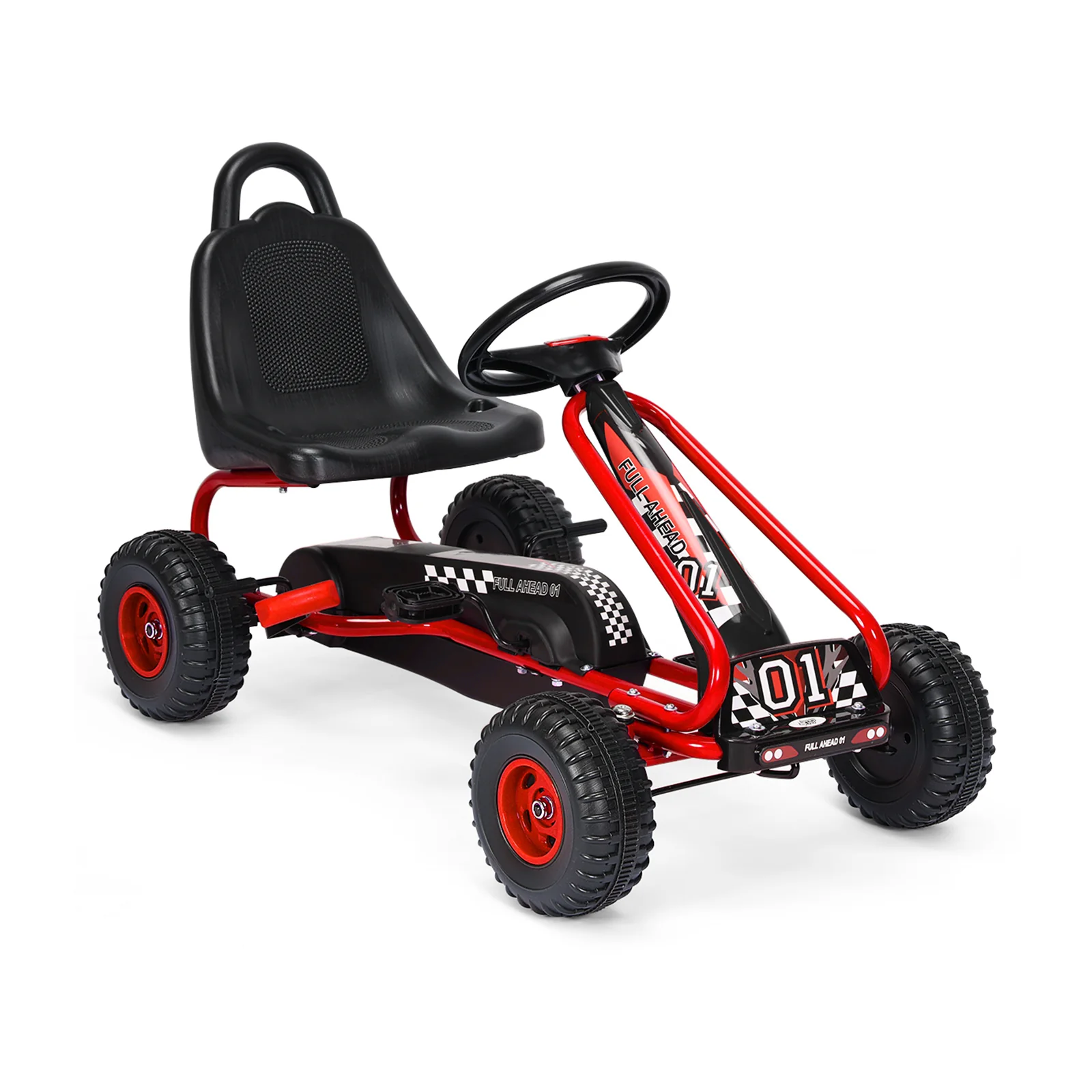 4 Wheel Pedal Ride On, Adjustable Seat, Red