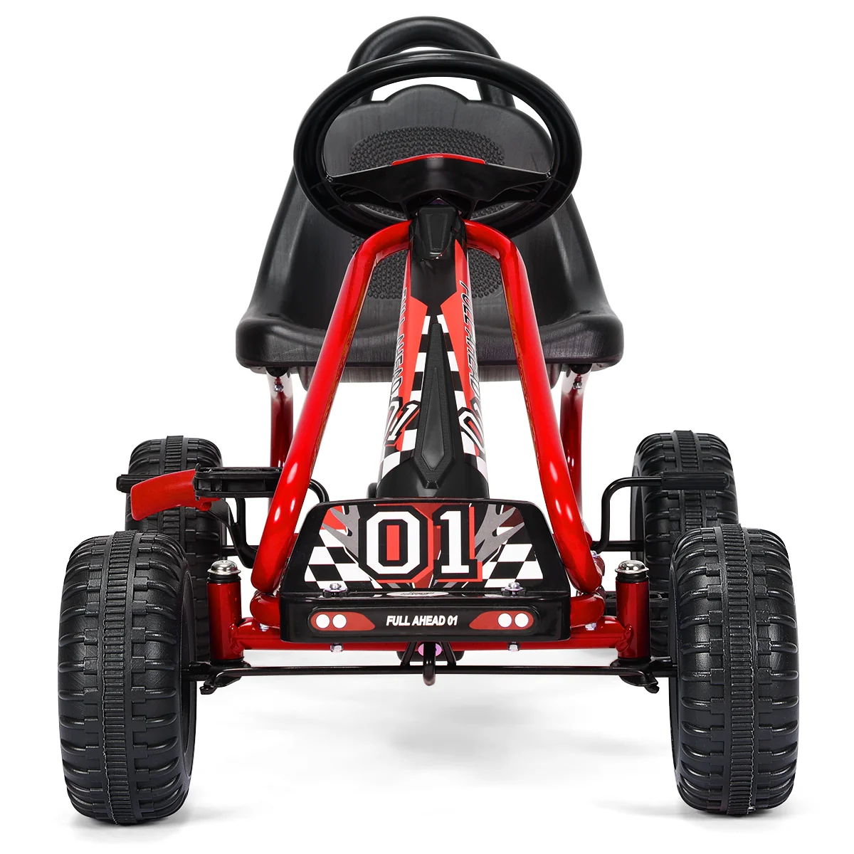 4 Wheel Pedal Ride On, Adjustable Seat, Red - Image 9
