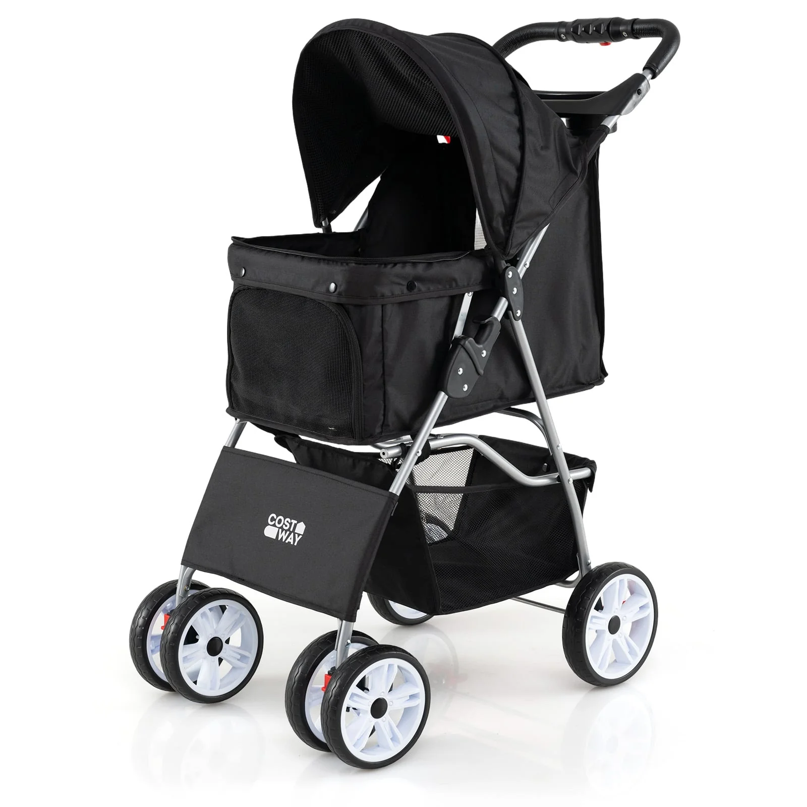 4 Wheel Pet Stroller, Small Dogs Cats, 33 LBS, Black - Image 2