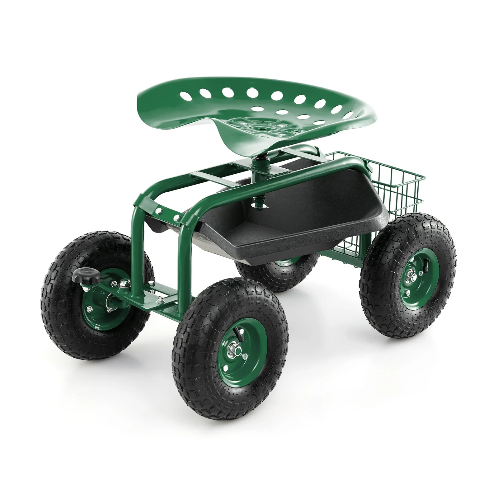 4-Wheel Rolling Garden Cart, Green - Image 4