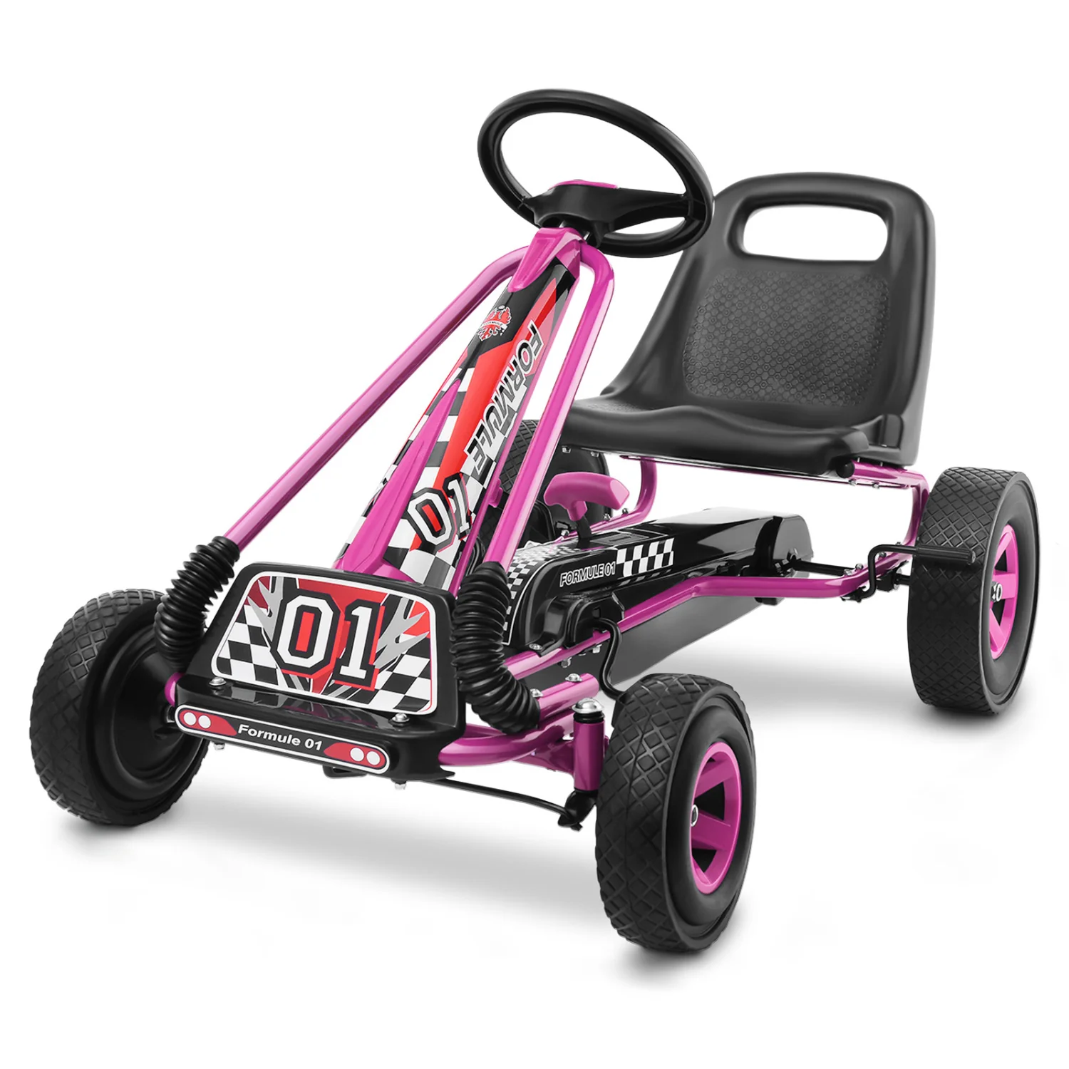 4 Wheels Kids Pedal Powered Bike Go Kart, Pink