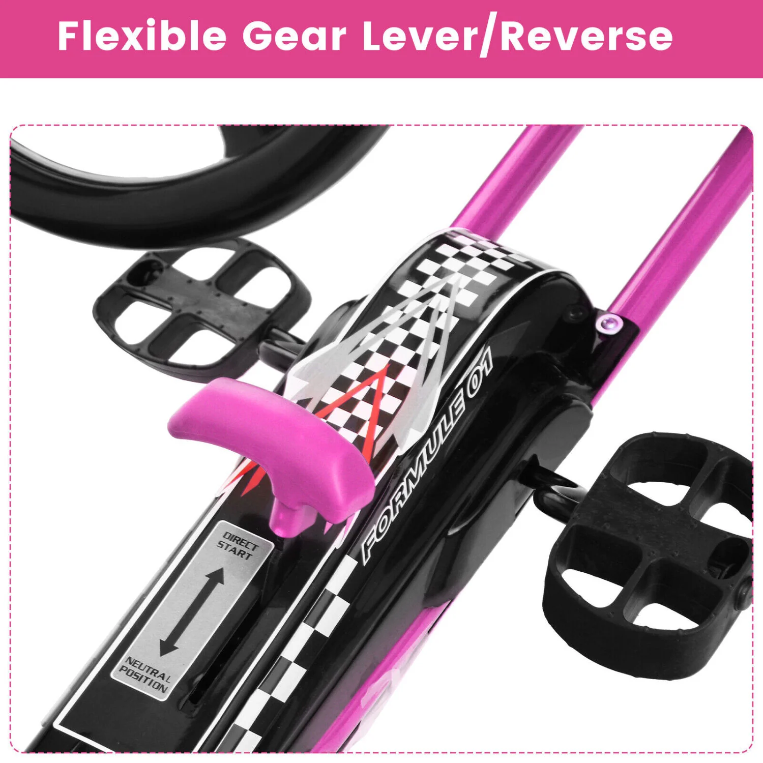 4 Wheels Kids Pedal Powered Bike Go Kart, Pink - Image 7